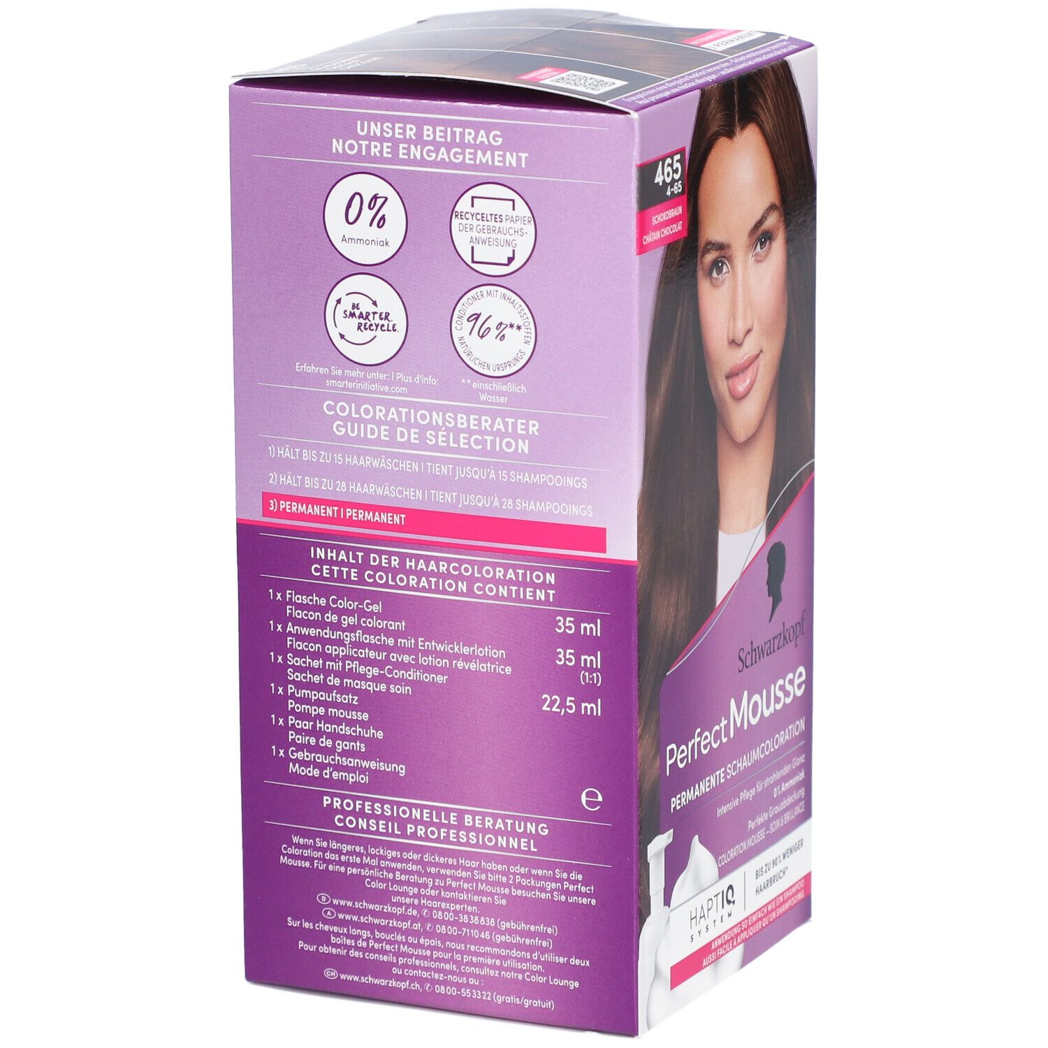 Schwarzkopf Perfect Mousse 465 – Mousse colorante permanente brun chocolat