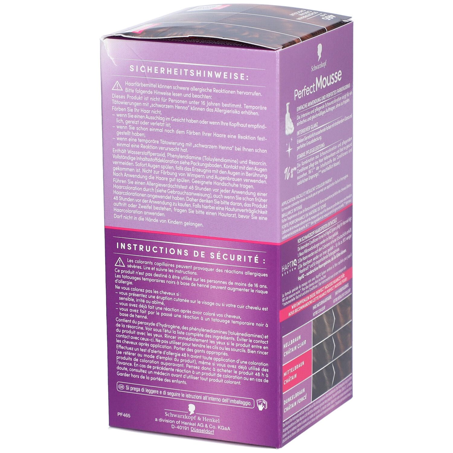 Schwarzkopf Perfect Mousse 465 – Mousse colorante permanente brun chocolat