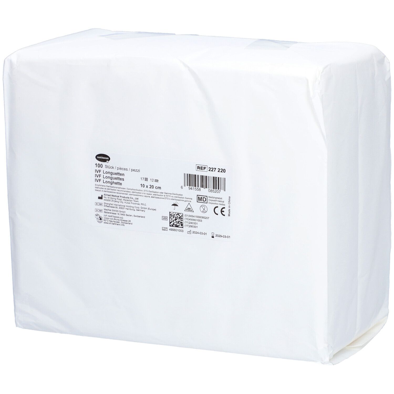 HARTMANN IVF Longuettes 10 x 20 cm 12 plis