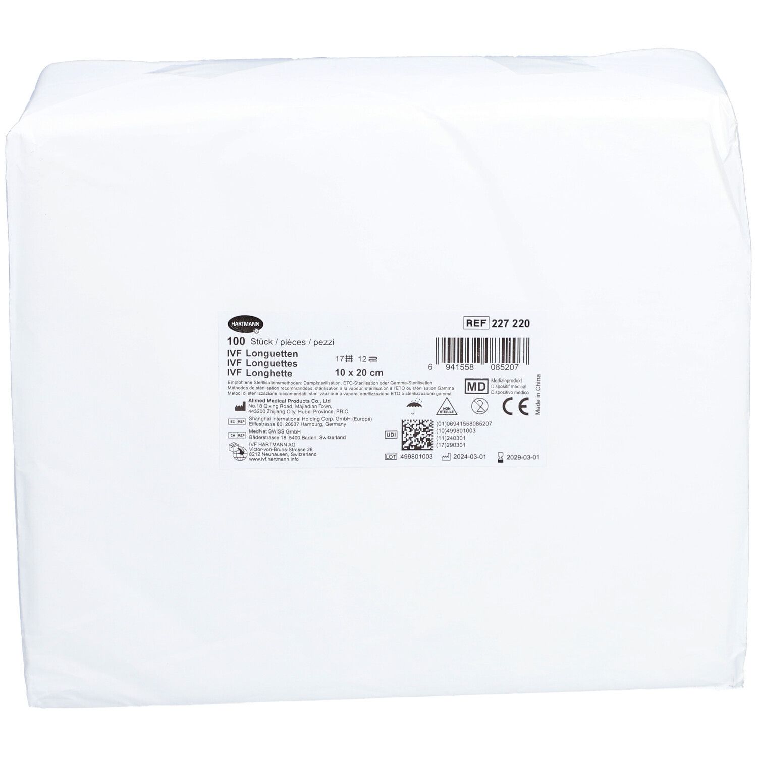 HARTMANN IVF Longuettes 10 x 20 cm 12 plis