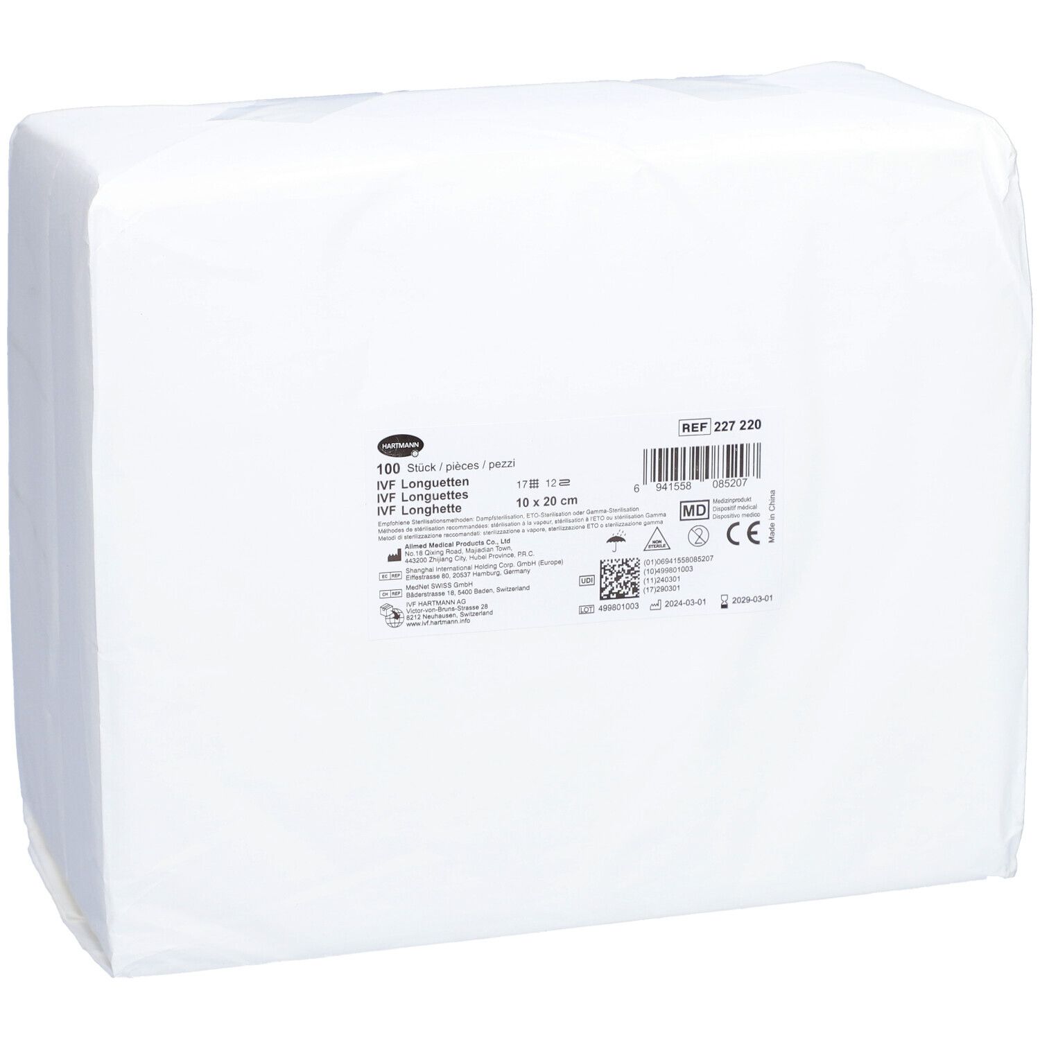 HARTMANN IVF Longuettes 10 x 20 cm 12 plis