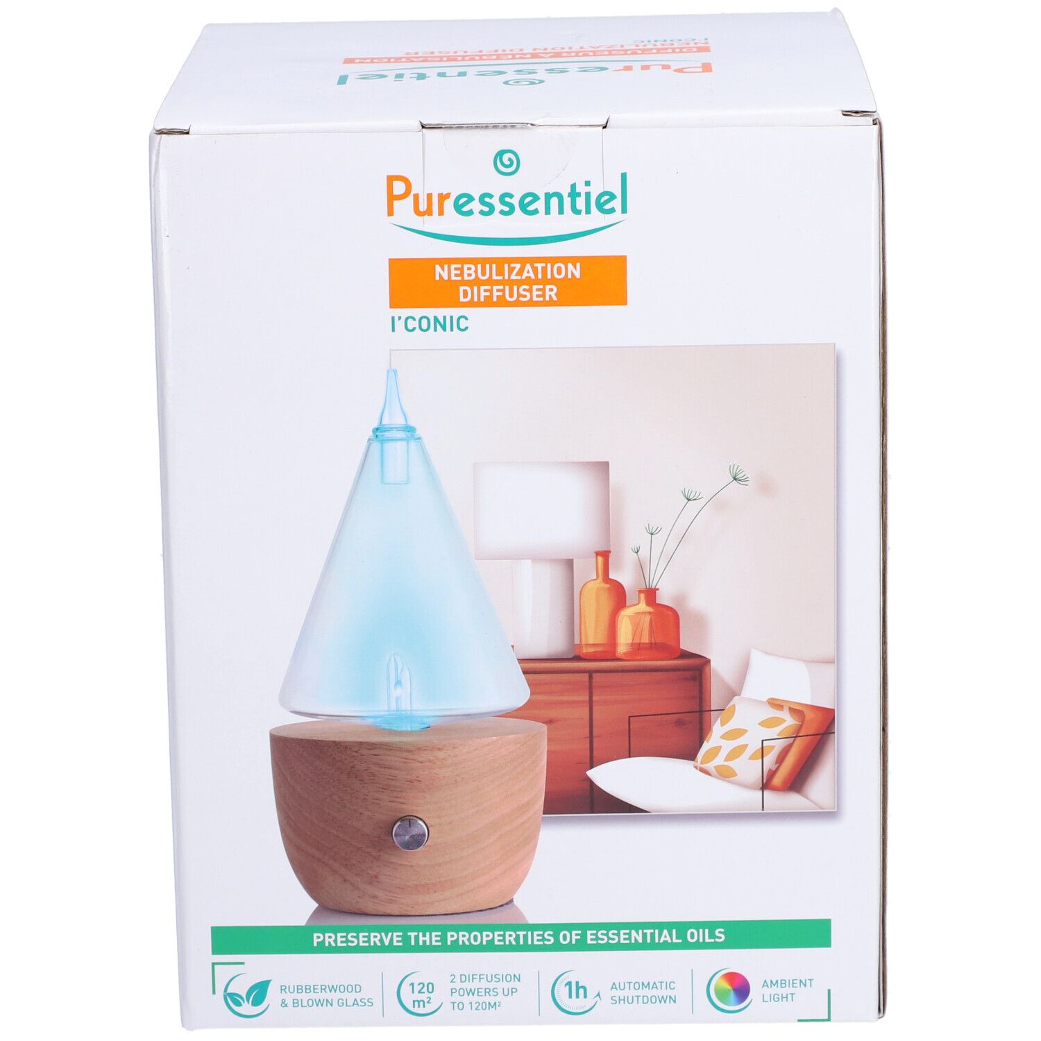 Puressentiel Diffuseur à Nébulisation en Bois Naturel I'CONIC
