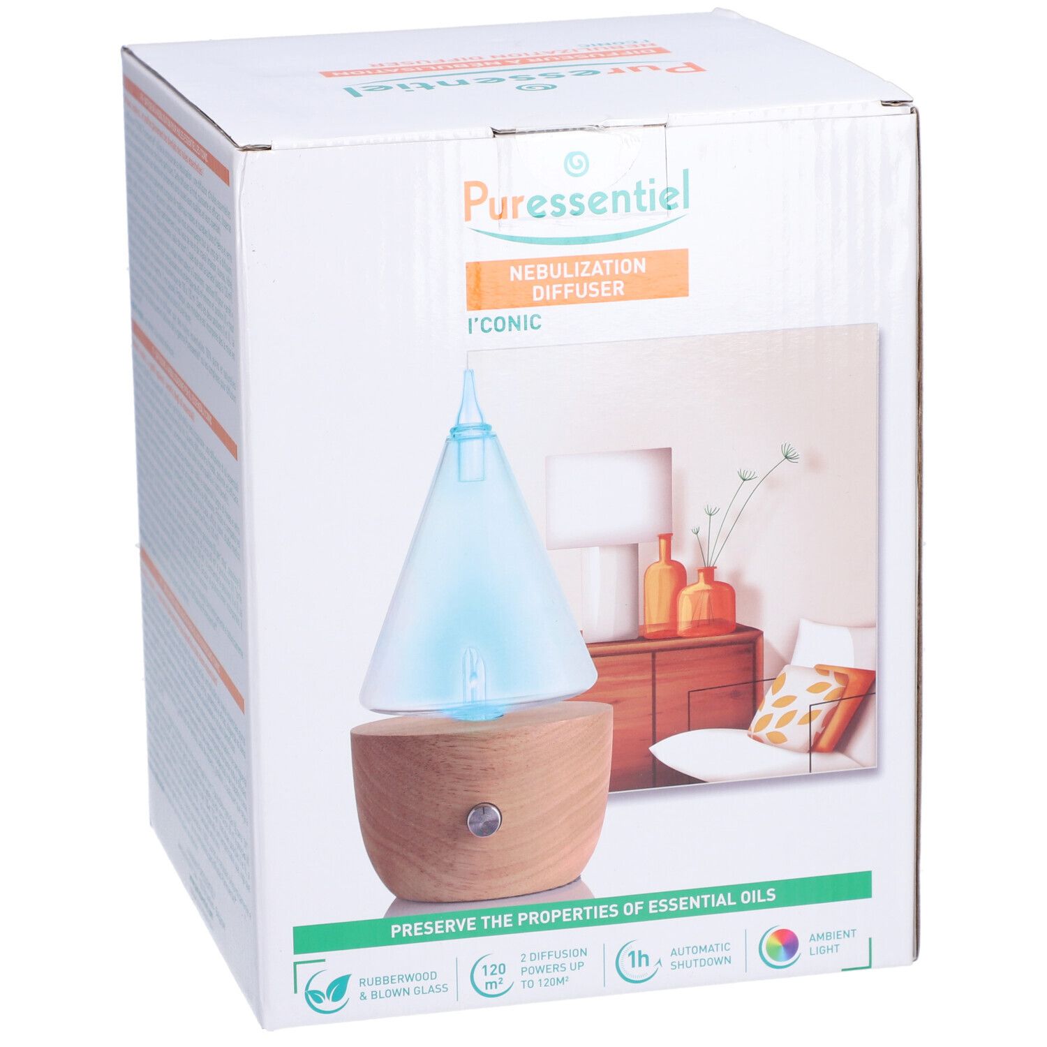 Puressentiel Diffuseur à Nébulisation en Bois Naturel I'CONIC