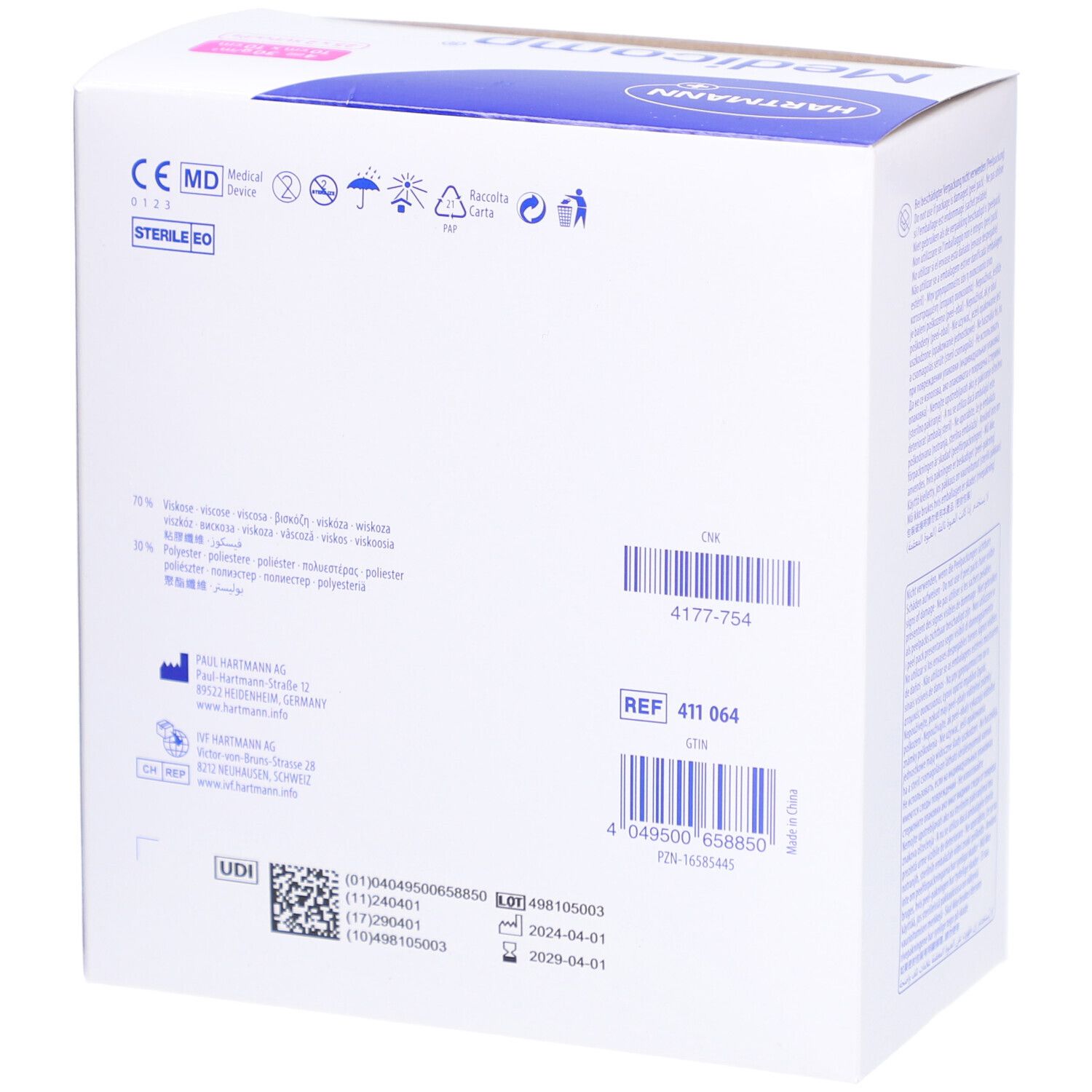 Medicomp® Compresses stériles non tissées 10 x 10 cm 4 couches