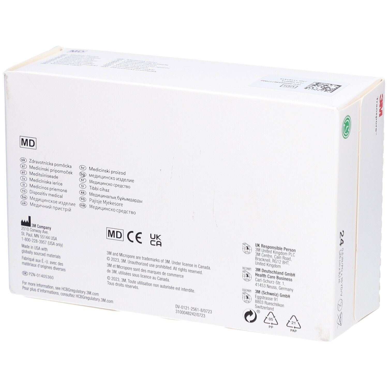 3M™ Transpore™ Sparadrap chirurgical (1,25 cm x 9,15 m) 1527-0