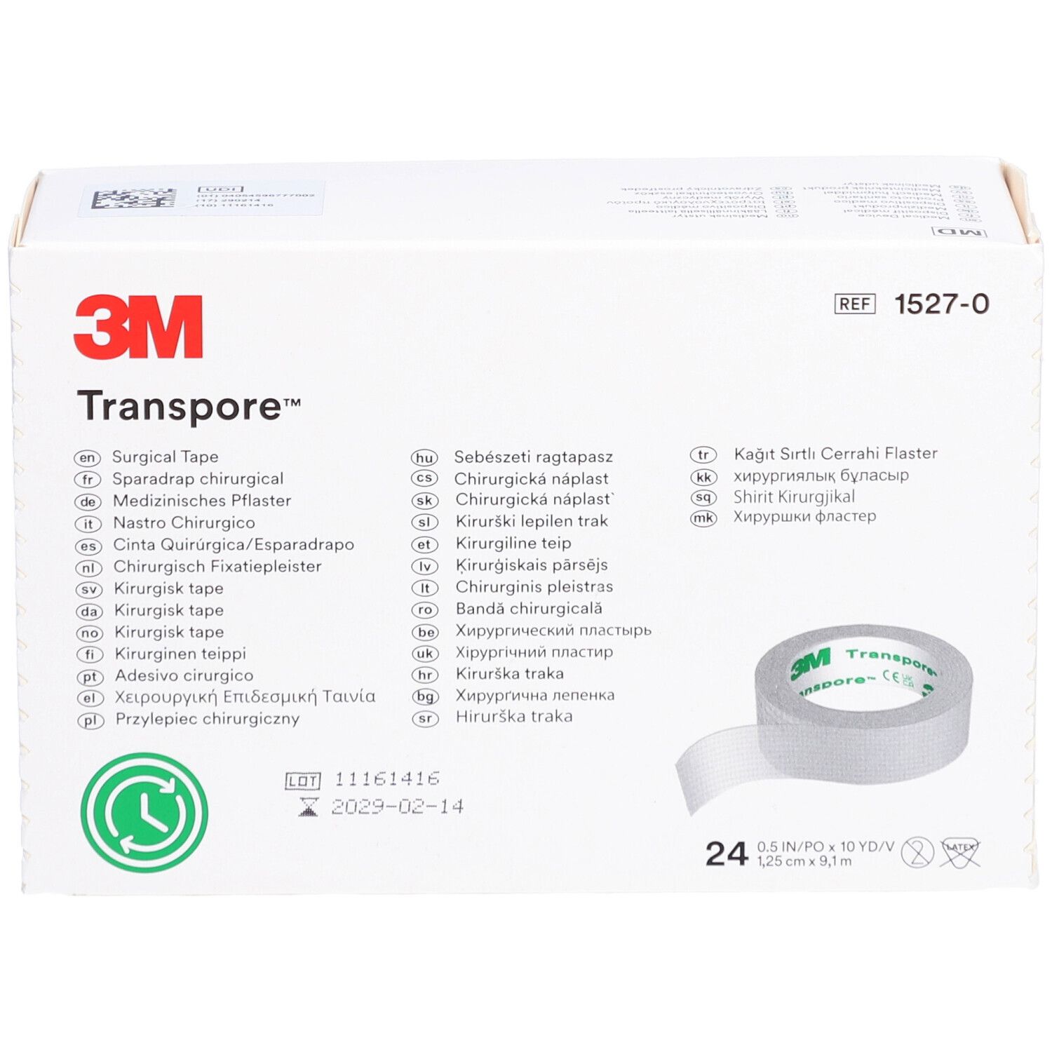 3M™ Transpore™ Sparadrap chirurgical (1,25 cm x 9,15 m) 1527-0