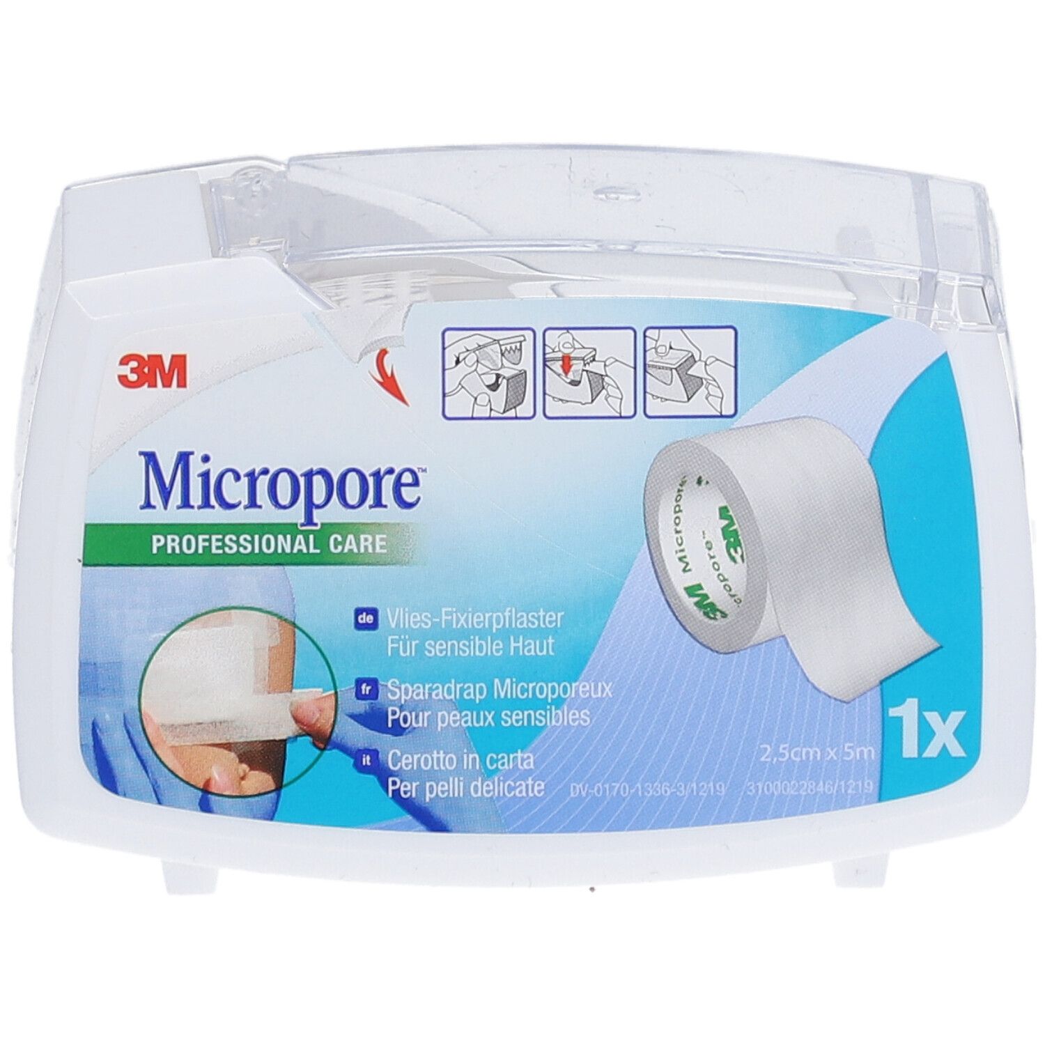 3M™ Micropore™ Pansement hypoallergénique en polaire 2,5 cm x 5 m