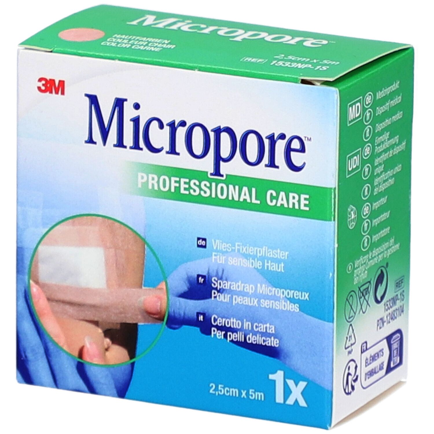 3M Micropore™ Mikroporöses Pflaster für empfindliche Haut 2,5 cm x 5 m