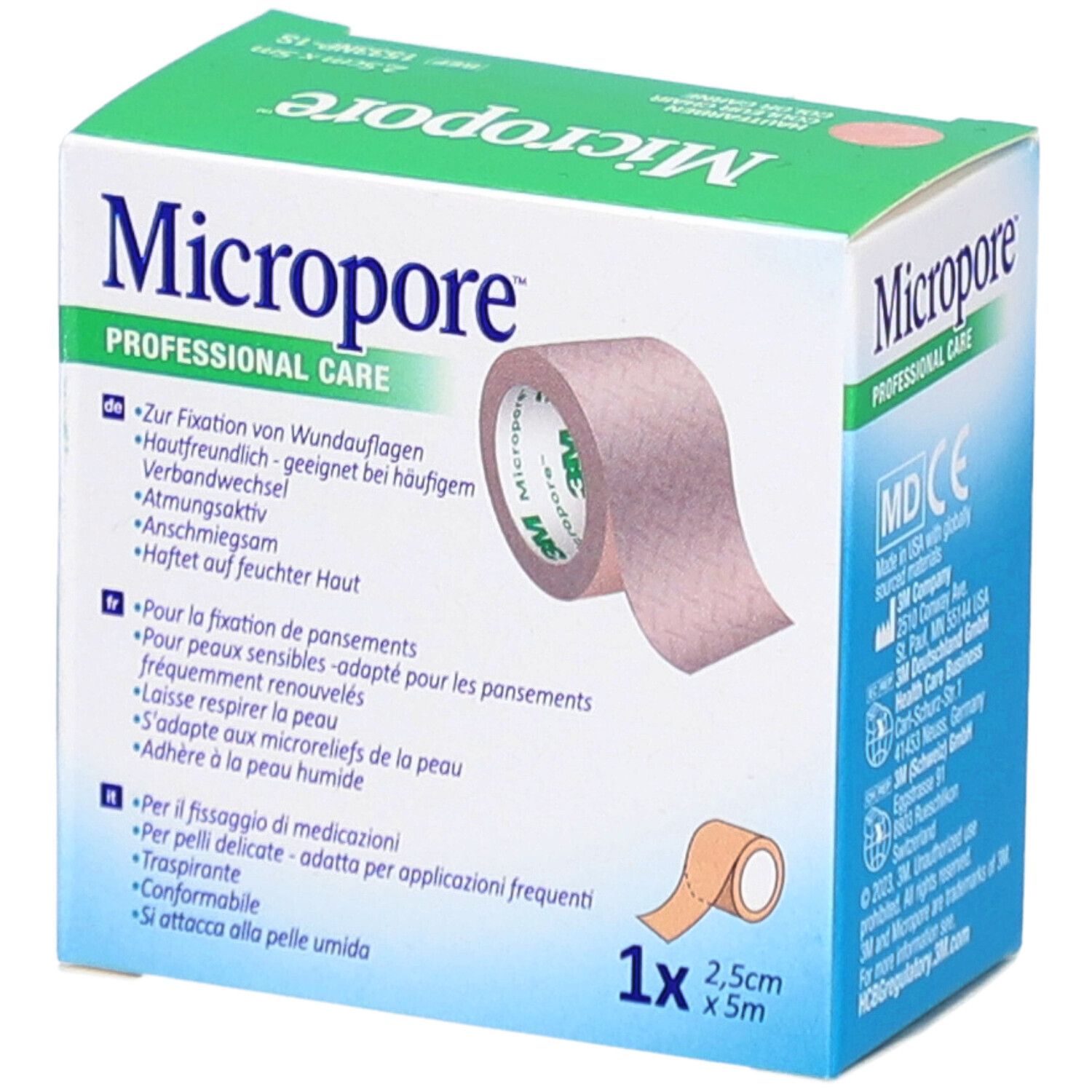 3M Micropore™ Mikroporöses Pflaster für empfindliche Haut 2,5 cm x 5 m