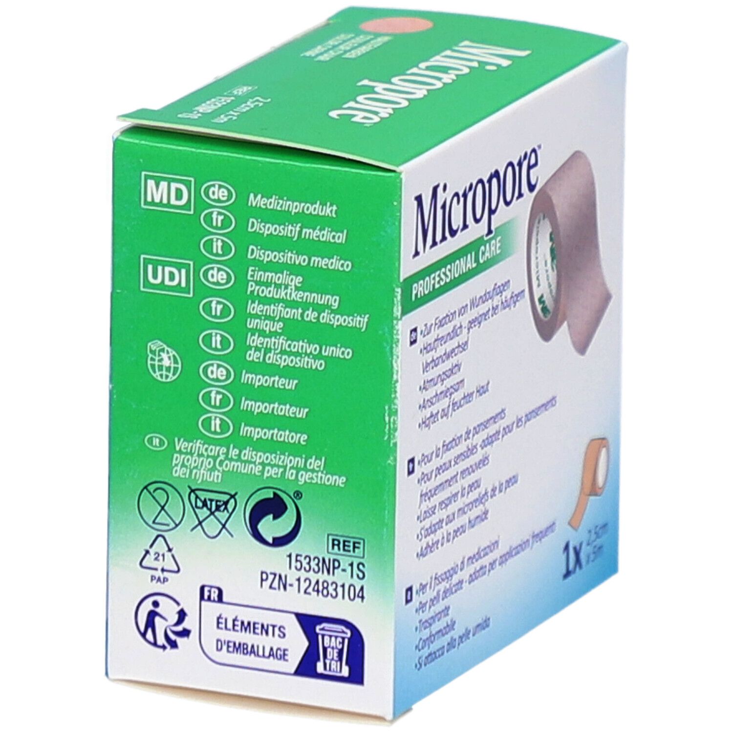 3M Micropore™ Mikroporöses Pflaster für empfindliche Haut 2,5 cm x 5 m