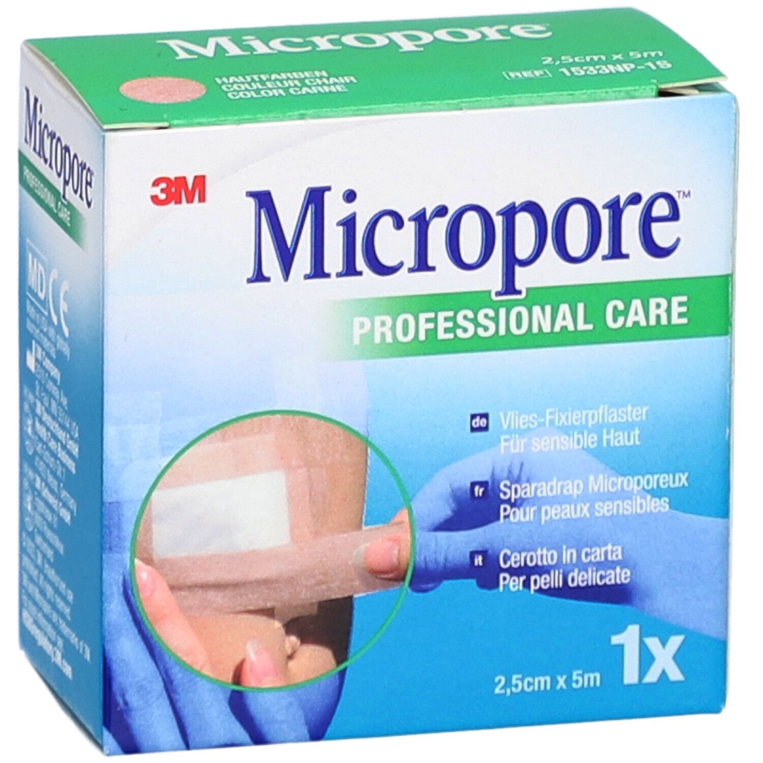 3M Micropore™ Mikroporöses Pflaster für empfindliche Haut 2,5 cm x 5 m