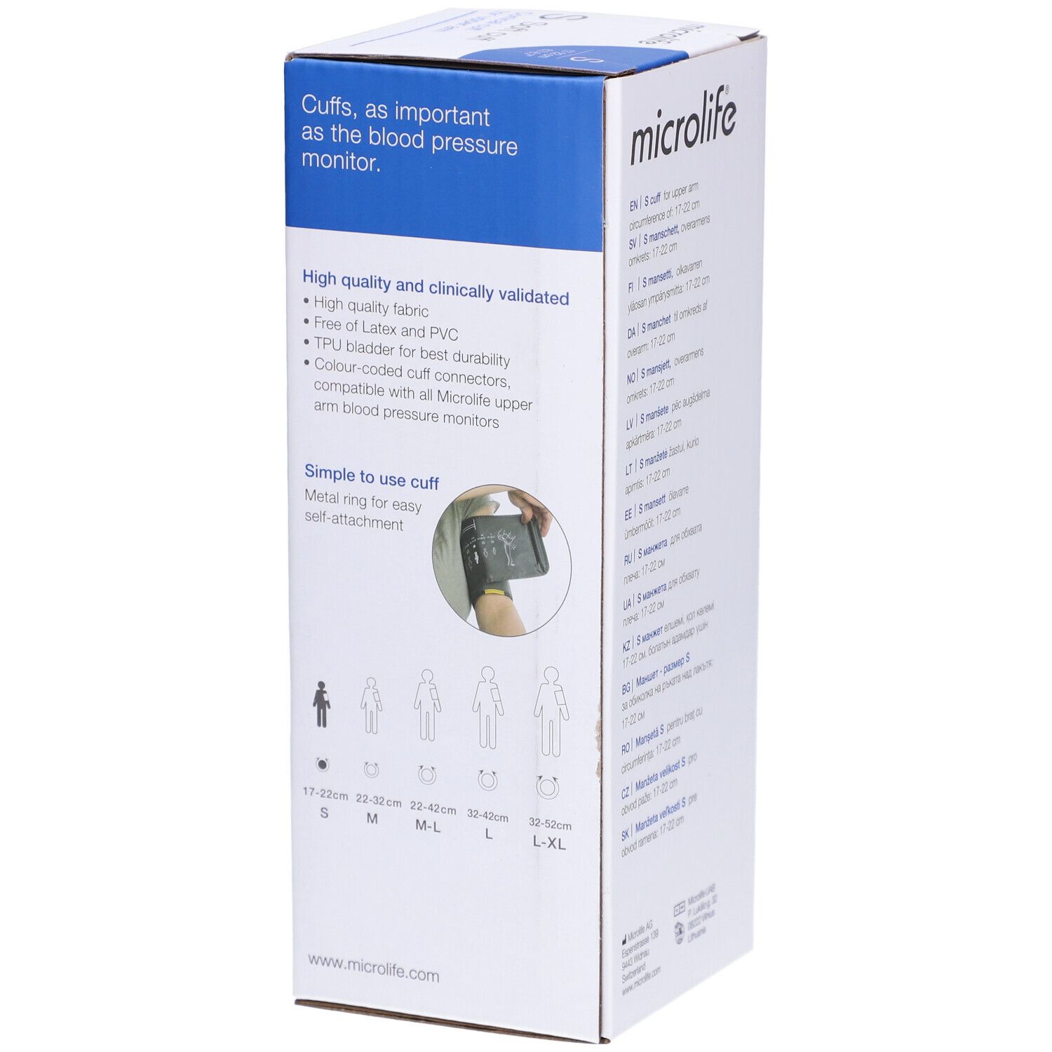 MICROLIFE Manschette Oberarm S 17-22cm anthrazit