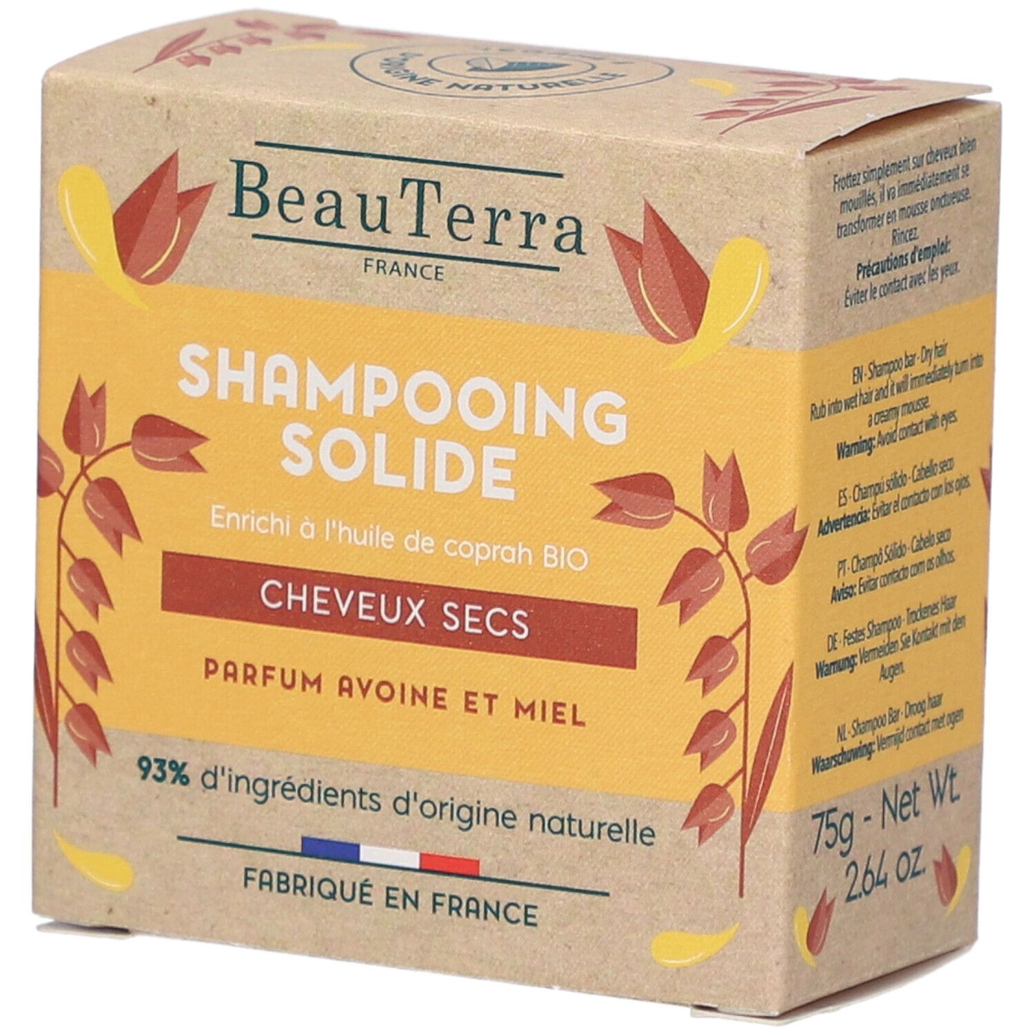 BeauTerra Shampoing Solide - Cheveux Secs et Abîmés