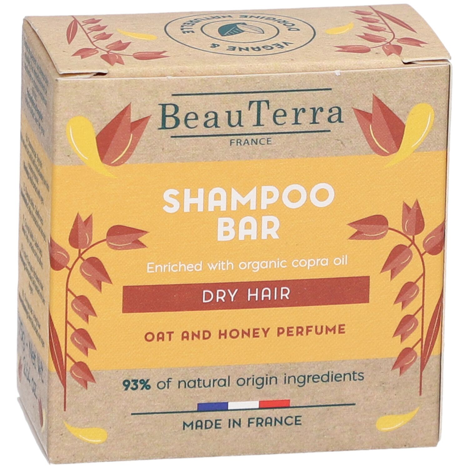 BeauTerra Shampoing Solide - Cheveux Secs et Abîmés
