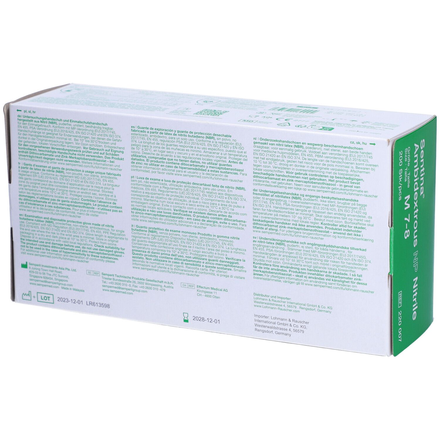 SENTINA Ambidextrous M 7-8 Nitrile puderfrei