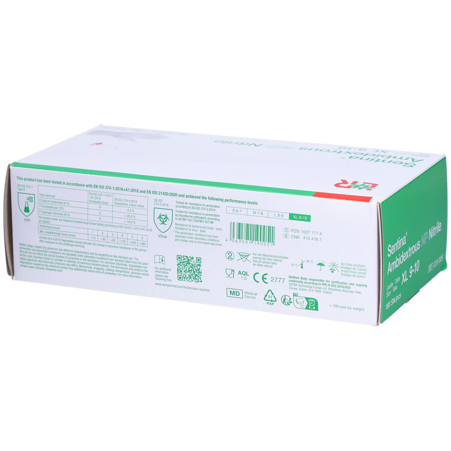 SENTINA Ambidextrous XL 9-10 Nitrile pud f 180 Stk