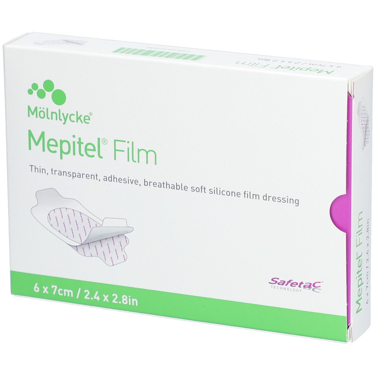 MÖLNLYCKE® Mepitel® Film - Semipermeable, dünne, transparente, silikonisierte Selbstklebefolie 6 x 7 cm
