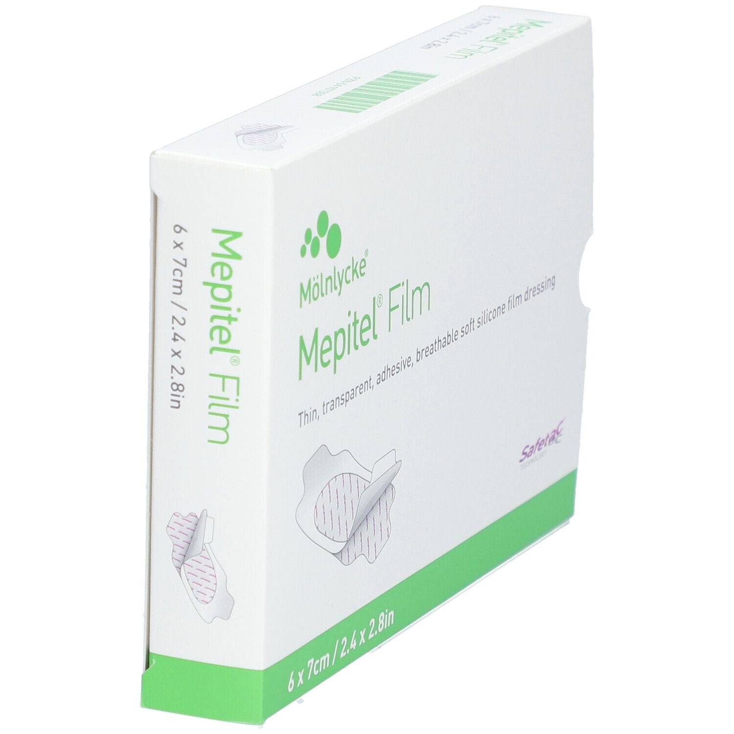 MÖLNLYCKE® Mepitel® Film - Semipermeable, dünne, transparente, silikonisierte Selbstklebefolie 6 x 7 cm