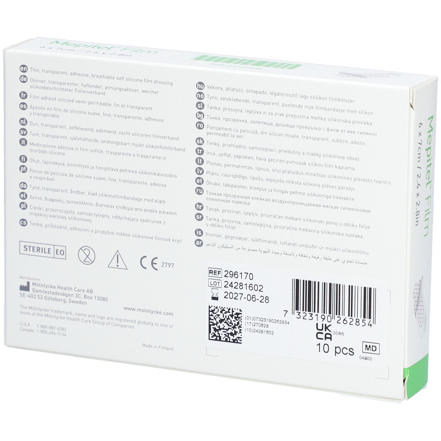 MÖLNLYCKE® Mepitel® Film - Semipermeable, dünne, transparente, silikonisierte Selbstklebefolie 6 x 7 cm