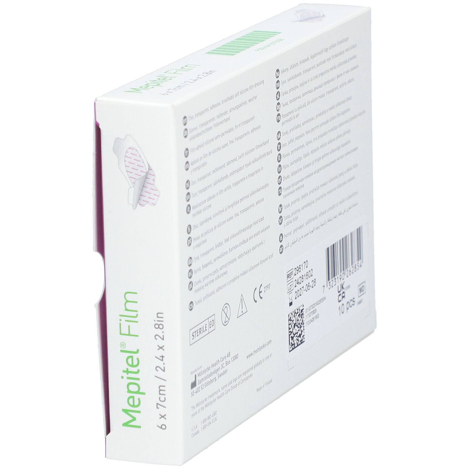 MÖLNLYCKE® Mepitel® Film - Semipermeable, dünne, transparente, silikonisierte Selbstklebefolie 6 x 7 cm