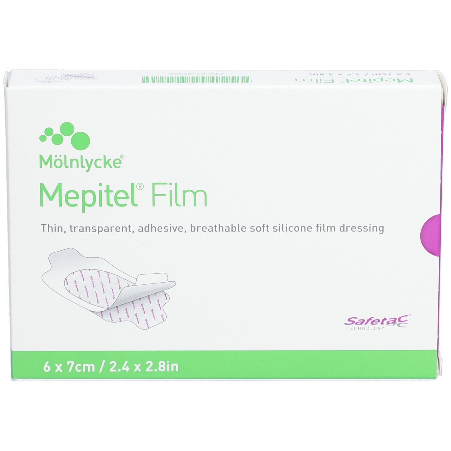 MÖLNLYCKE® Mepitel® Film - Semipermeable, dünne, transparente, silikonisierte Selbstklebefolie 6 x 7 cm