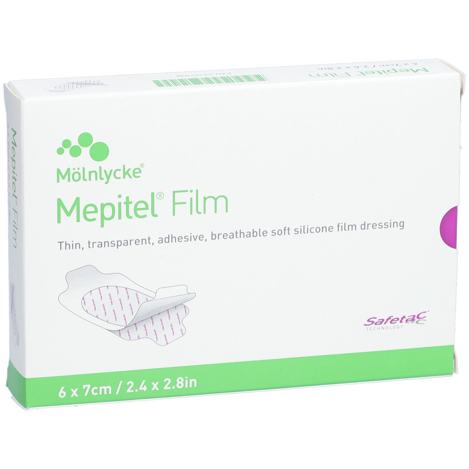 MÖLNLYCKE® Mepitel® Film - Semipermeable, dünne, transparente, silikonisierte Selbstklebefolie 6 x 7 cm