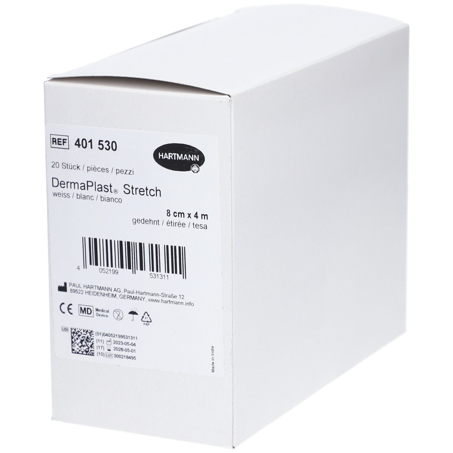 HARTMANN Dermaplast® Stretch Bande de gaze élastique 8 cm x 4 m