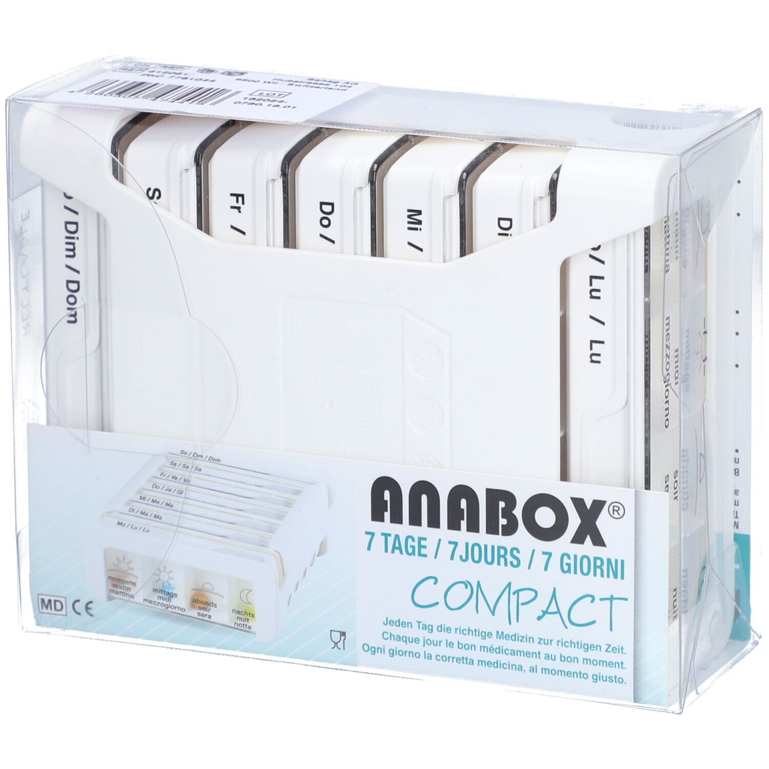 ANABOX Medidispenser compact 7Tage weiss 4 F D/F/I
