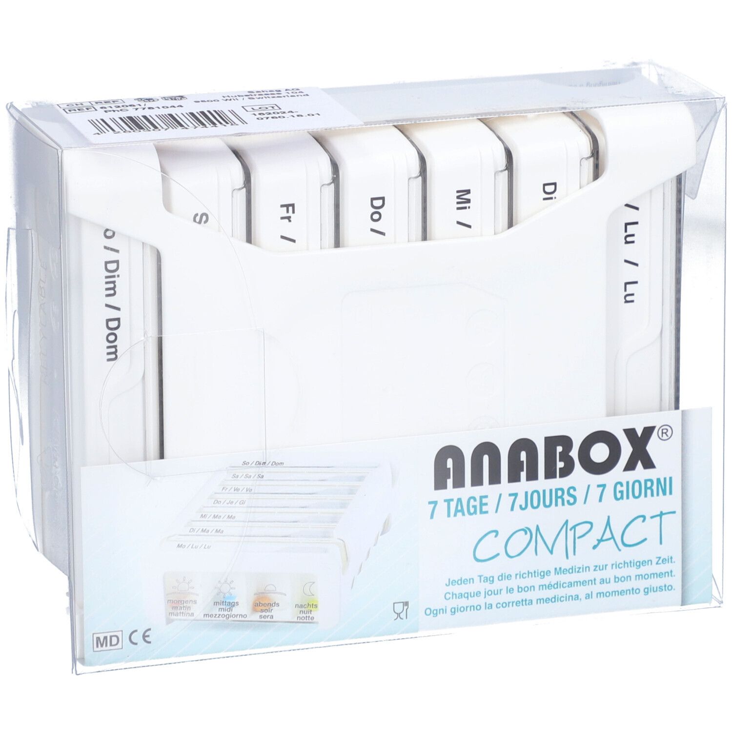 ANABOX Medidispenser compact 7Tage weiss 4 F D/F/I