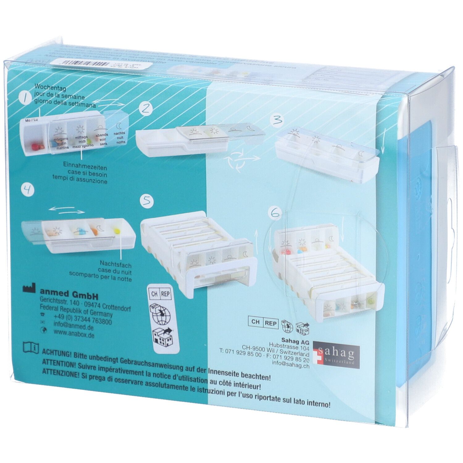 ANABOX Medidispenser compact 7Tage hellb 4 F D/F/I