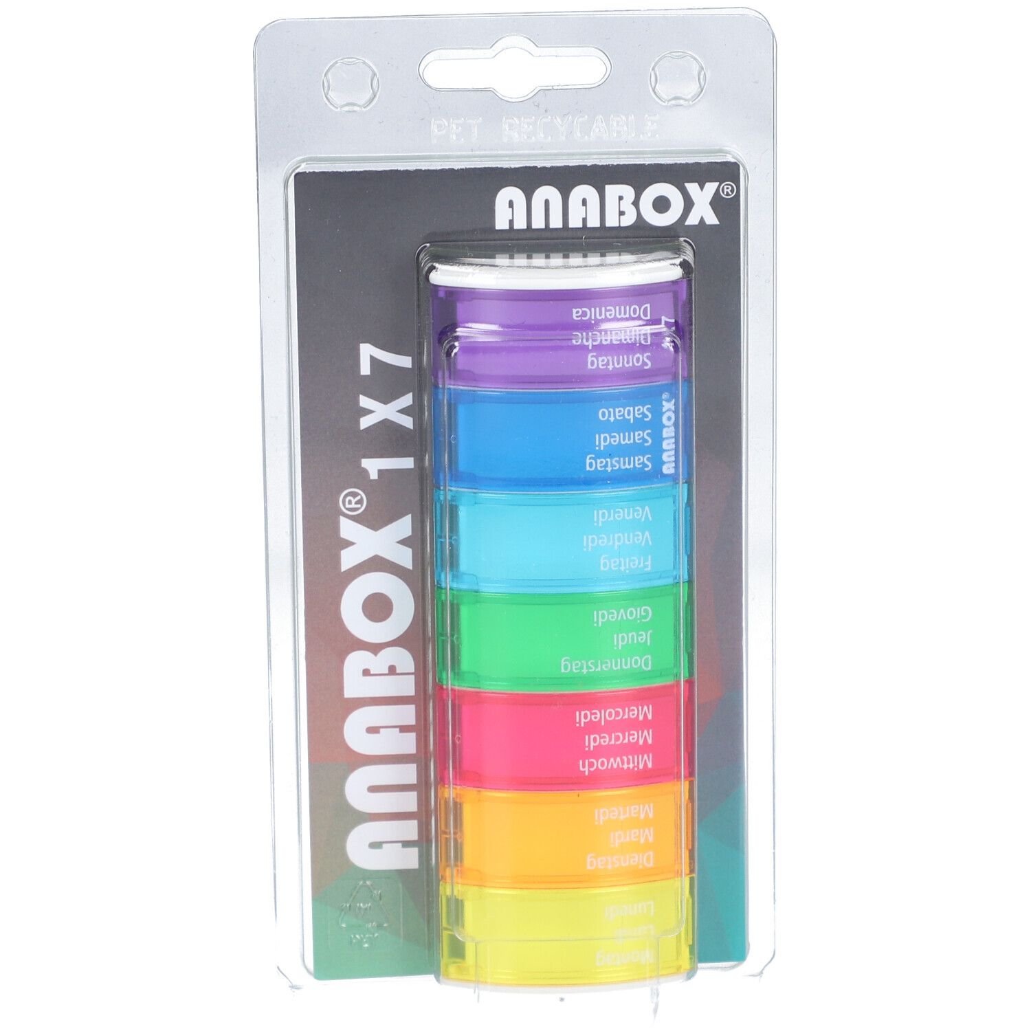ANABOX Medidispenser 1x7 bunt D/F/I im Blister