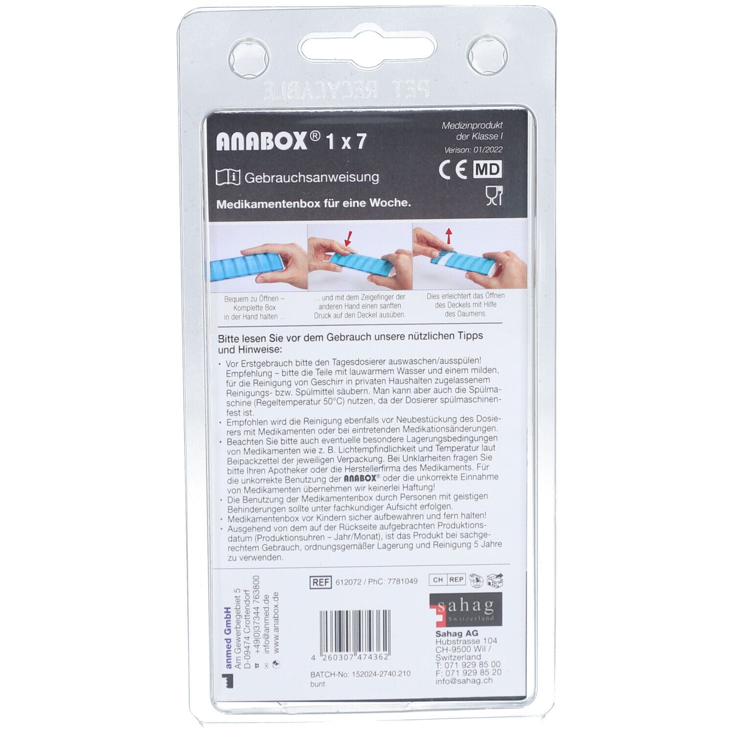 ANABOX Medidispenser 1x7 bunt D/F/I im Blister