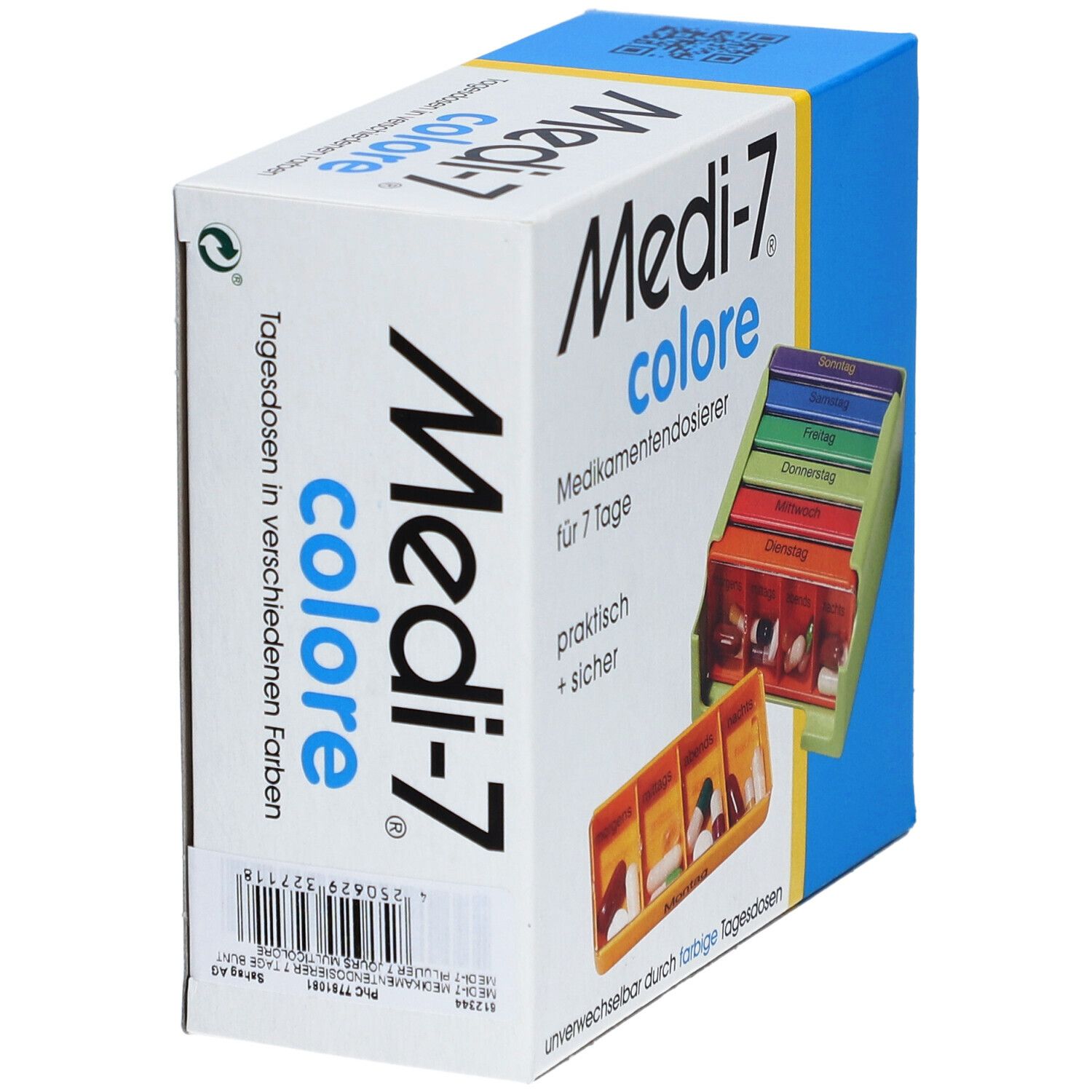 MEDI-7 Colore Pilulier semainier 4 cases par jour - Allemand