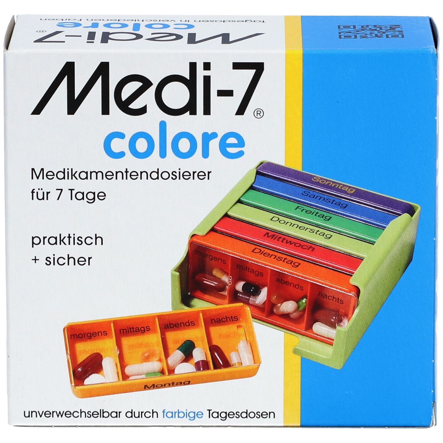 MEDI-7 Colore Pilulier semainier 4 cases par jour - Allemand