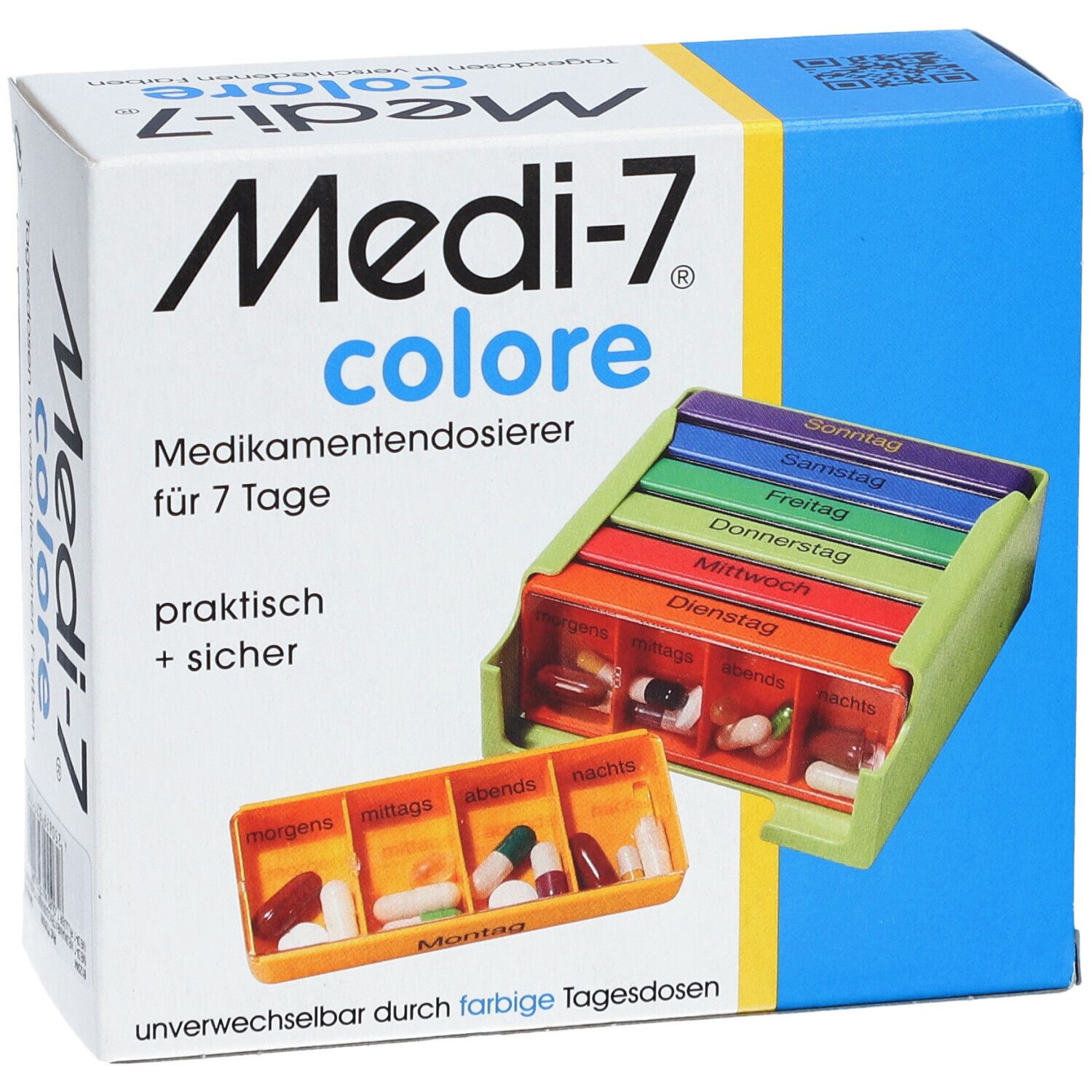 MEDI-7 Colore Pilulier semainier 4 cases par jour - Allemand