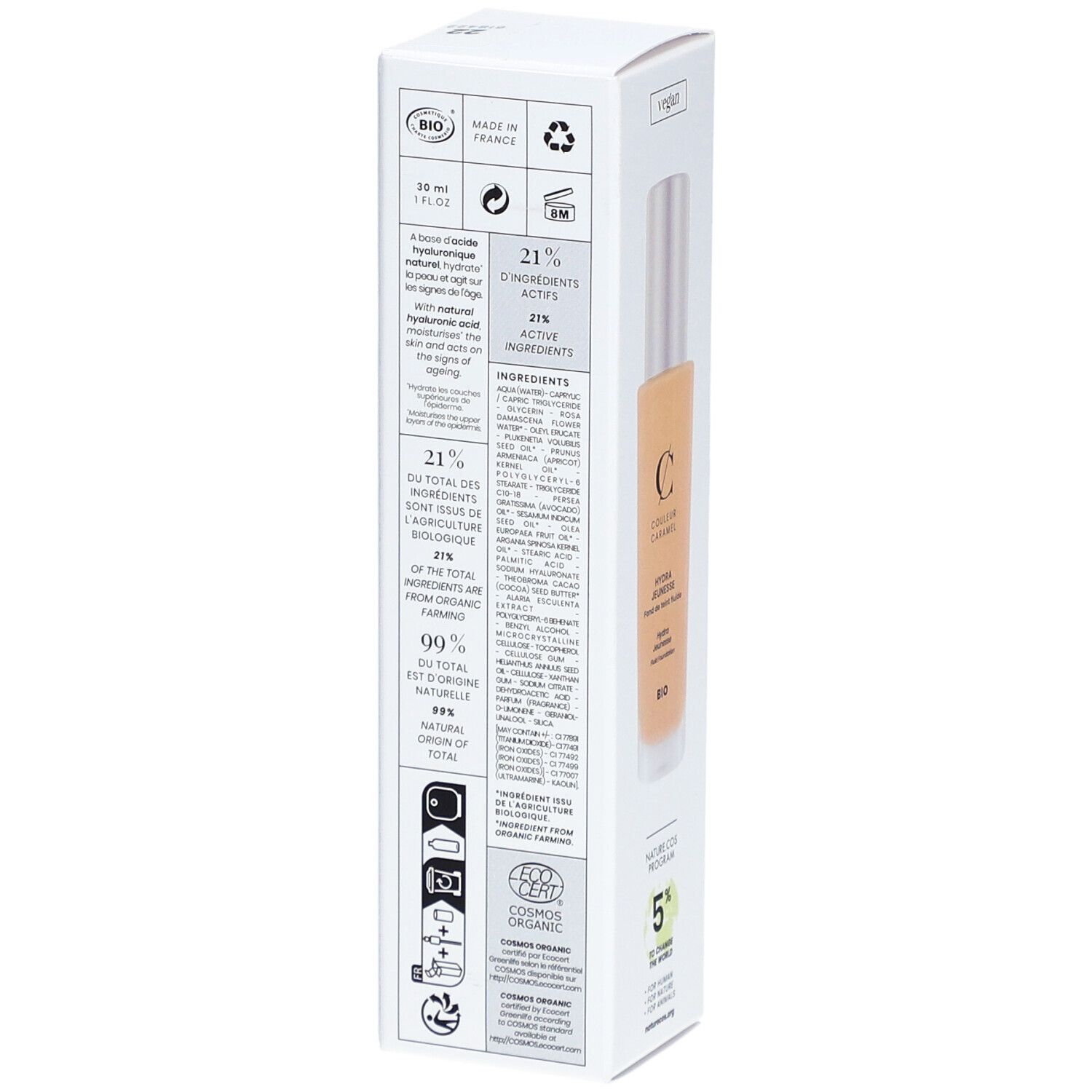 COULEUR CARAMEL Fond de teint Fluide Hydra Jeunesse Bio Beige rosé