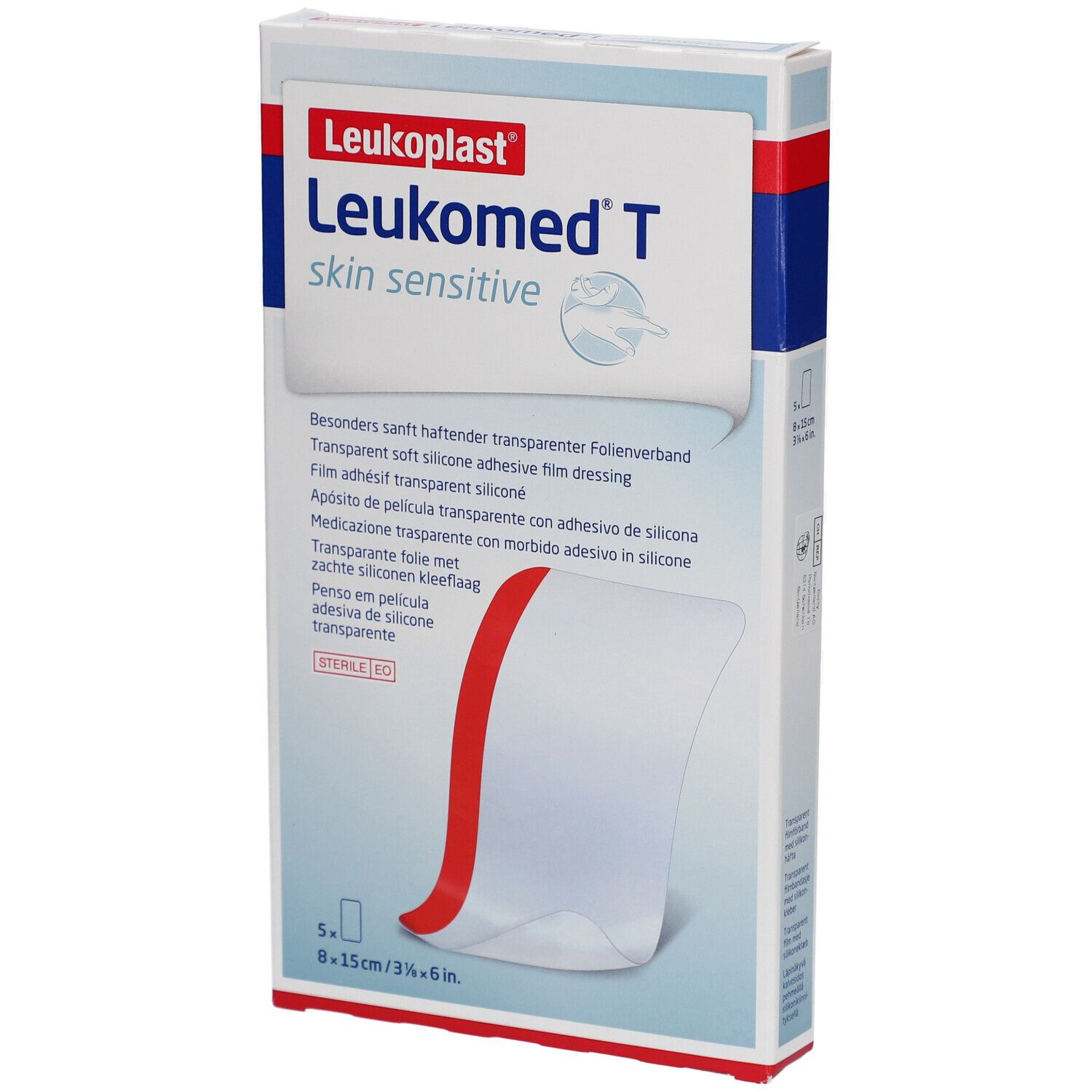 Leukoplast® Leukomed® T skin sensitive - Transparente, silikonisierte Klebefolie 8 x 15 cm