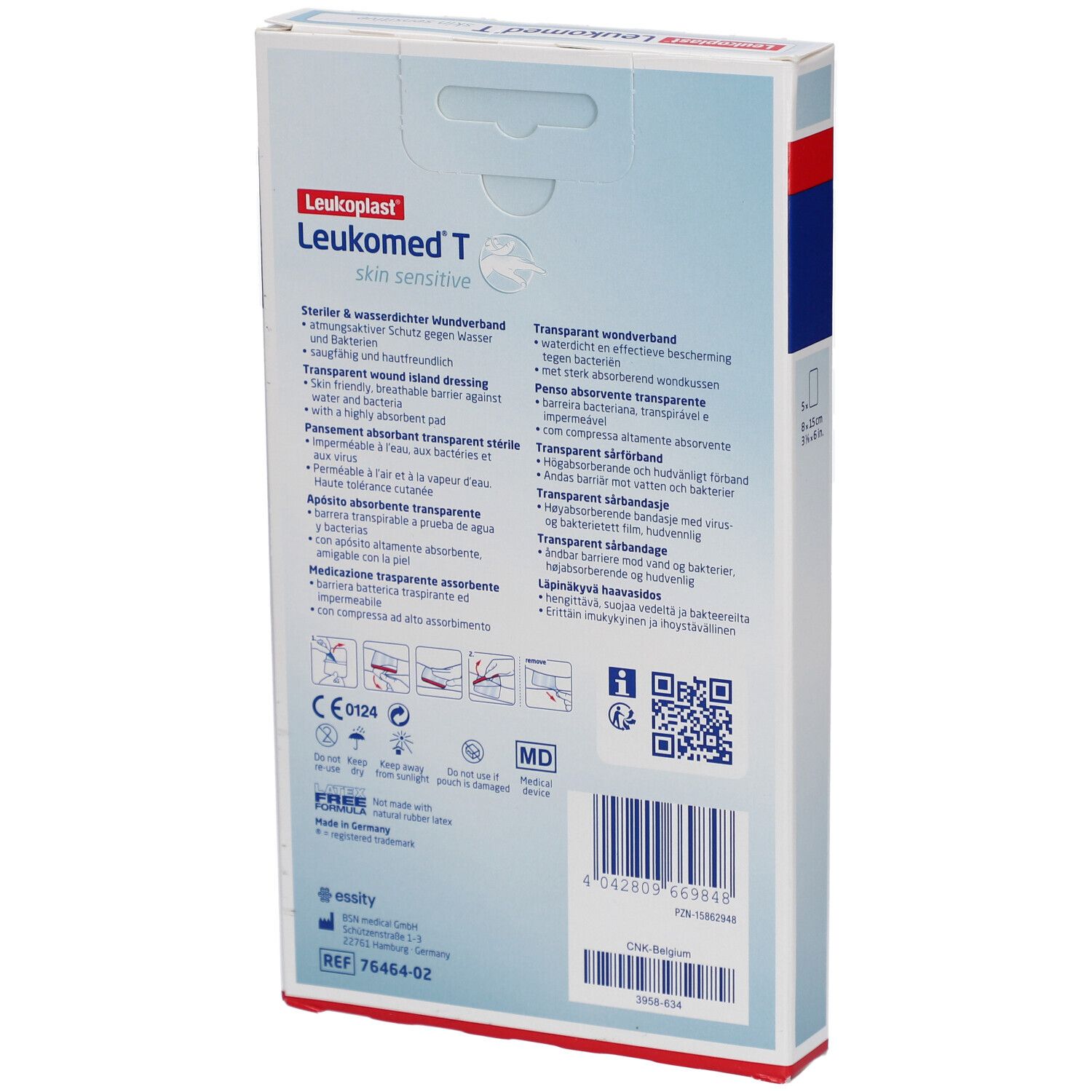 Leukoplast® Leukomed® T skin sensitive - Transparente, silikonisierte Klebefolie 8 x 15 cm