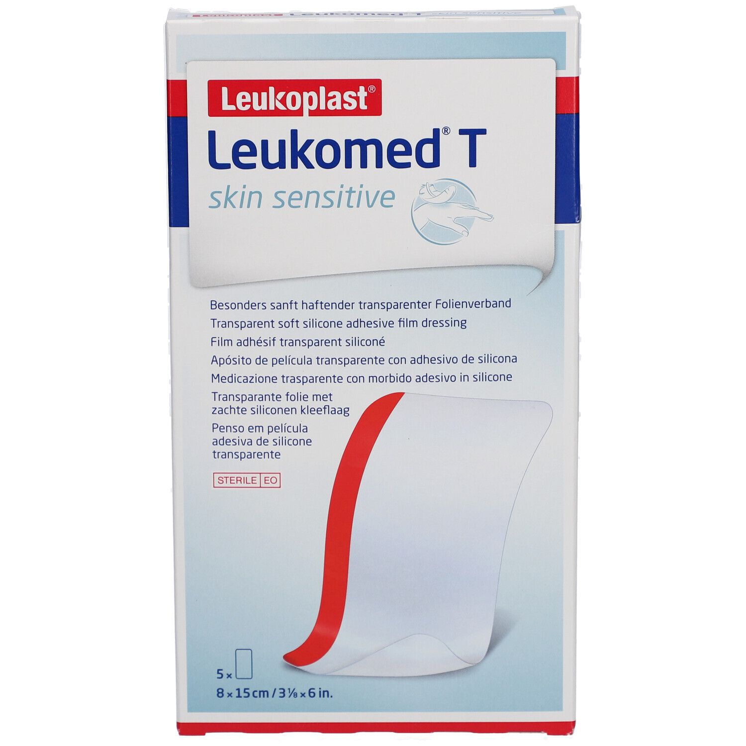 Leukoplast® Leukomed® T skin sensitive - Transparente, silikonisierte Klebefolie 8 x 15 cm