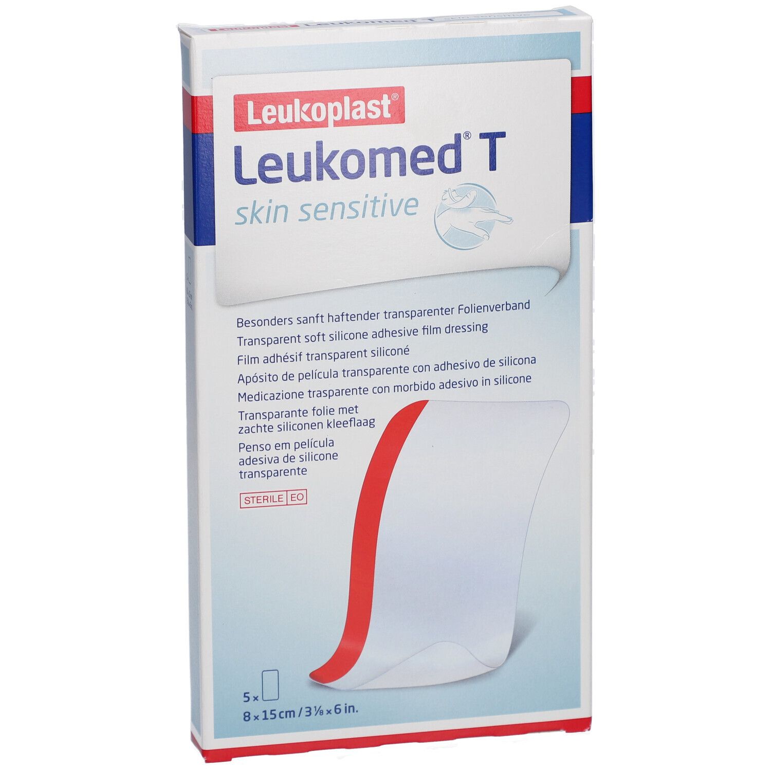 Leukoplast® Leukomed® T skin sensitive - Transparente, silikonisierte Klebefolie 8 x 15 cm