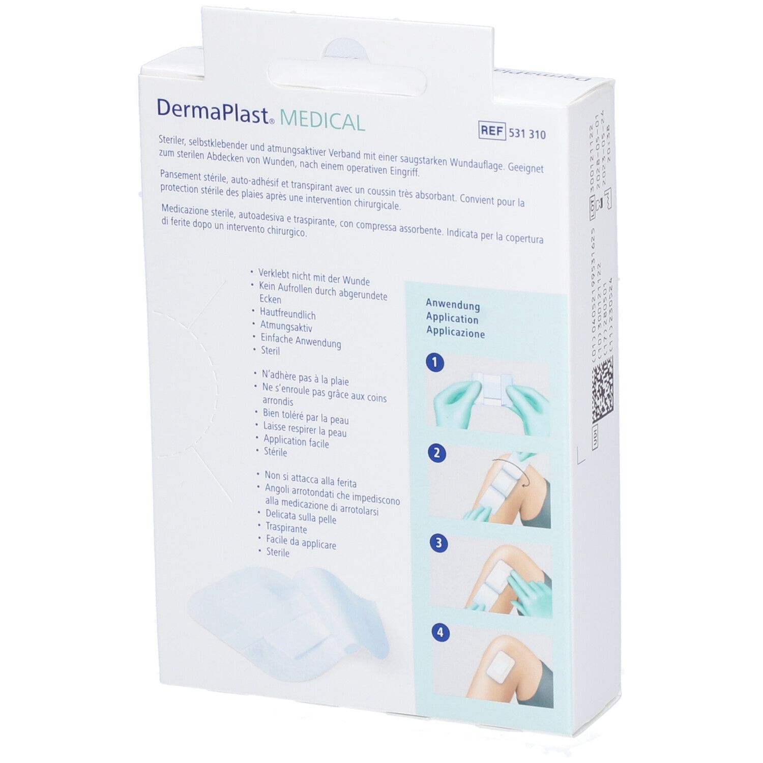 HARTMANN Dermaplast® steriles, selbstklebendes Abdeckpflaster mit Saugkissen 7,2 x 5 cm