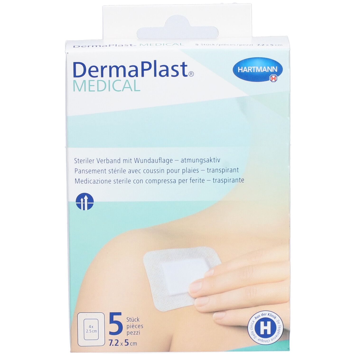 HARTMANN Dermaplast® steriles, selbstklebendes Abdeckpflaster mit Saugkissen 7,2 x 5 cm