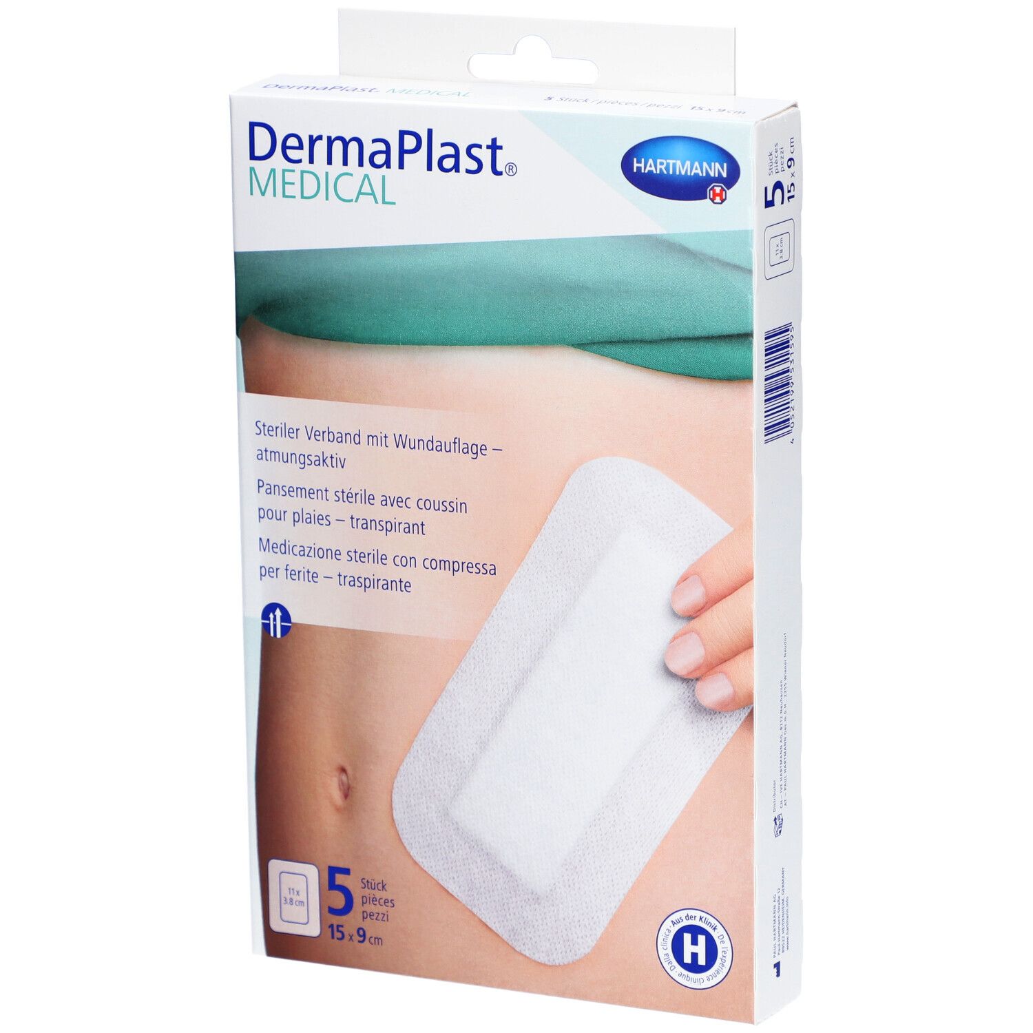 DERMAPLAST Medical Vliesverband 15x9cm 5 Stk
