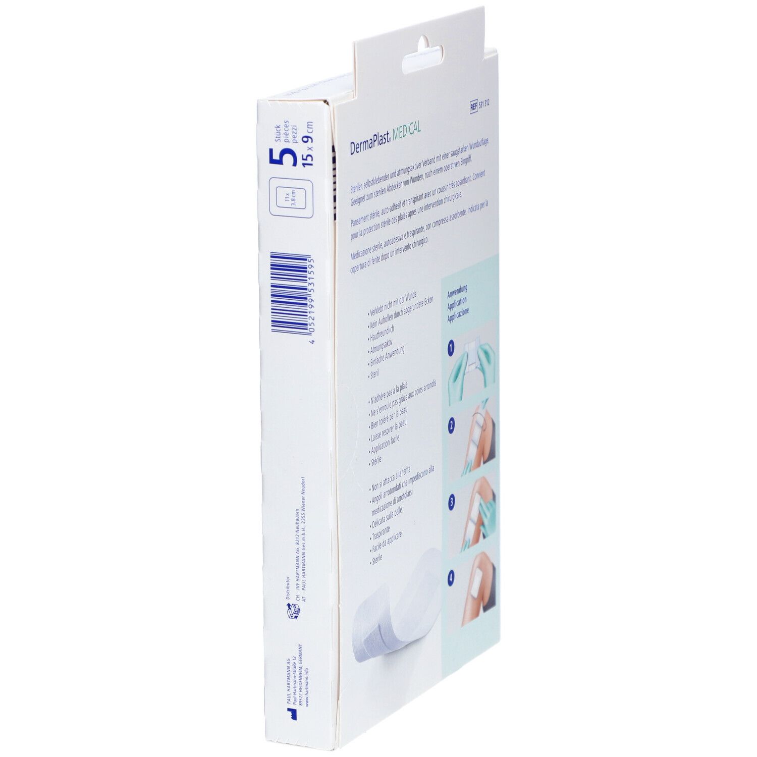 DERMAPLAST Medical Vliesverband 15x9cm 5 Stk