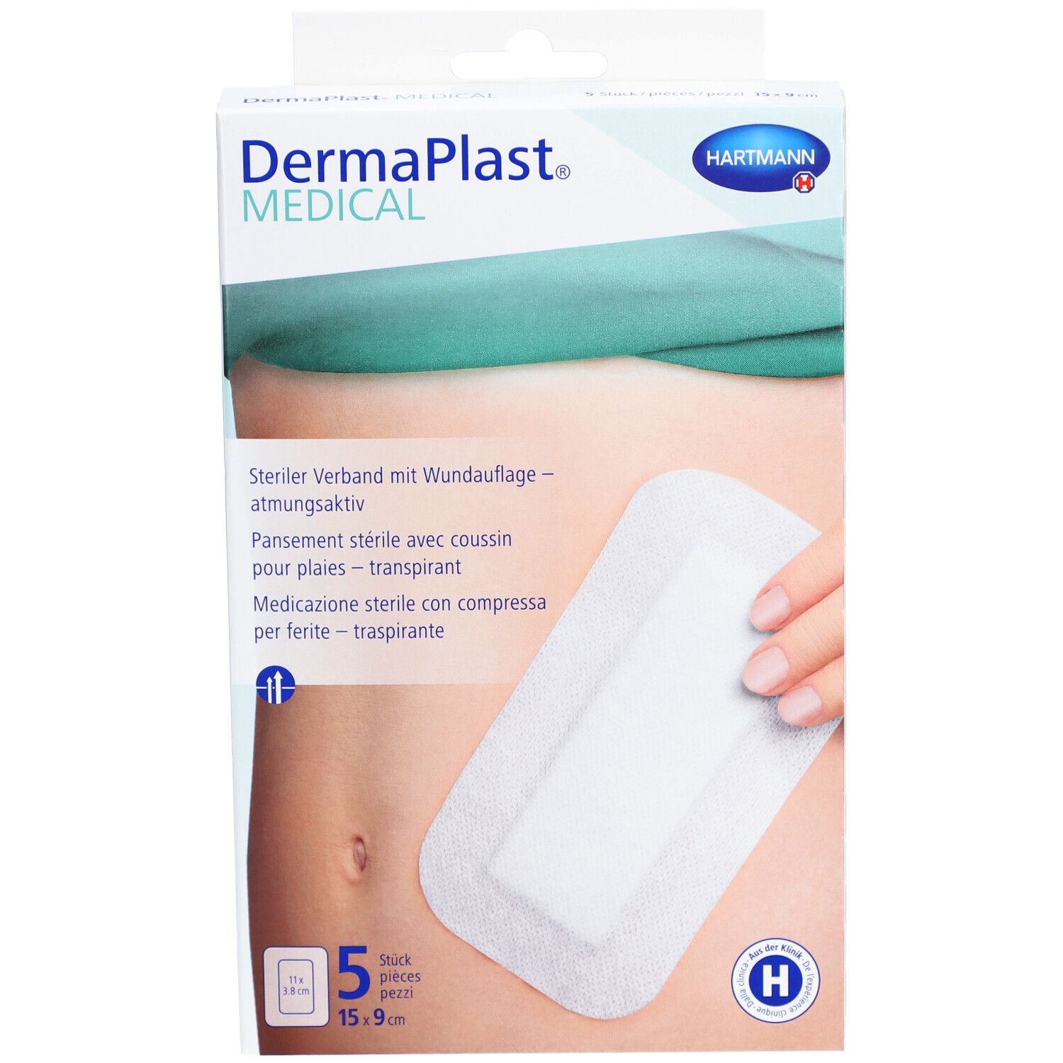 DERMAPLAST Medical Vliesverband 15x9cm 5 Stk