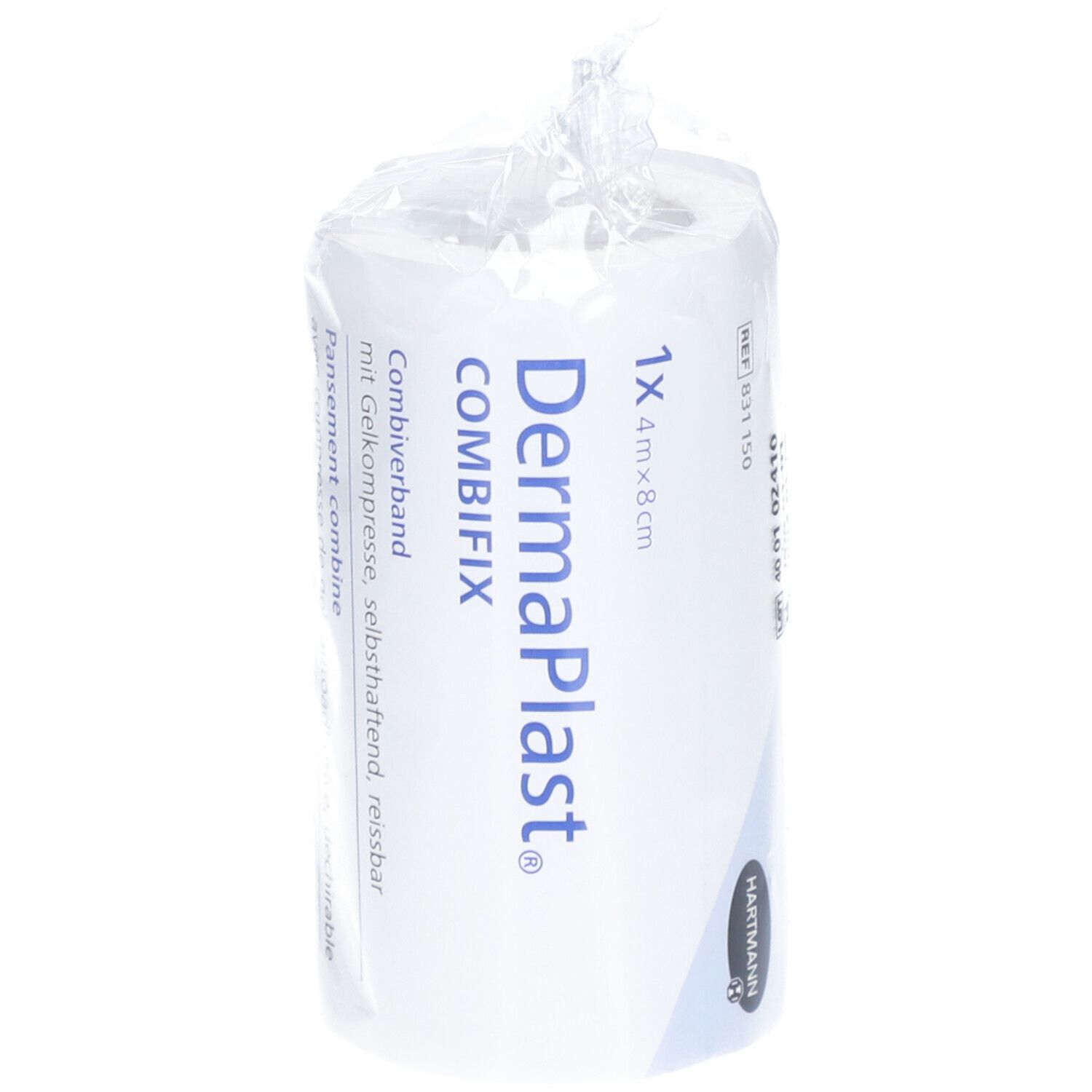 Pansement Dermaplast Combifix, 4 m x 8 cm. Emballé sous film. Avec compresse de gel, auto-adhésif, déchirable.