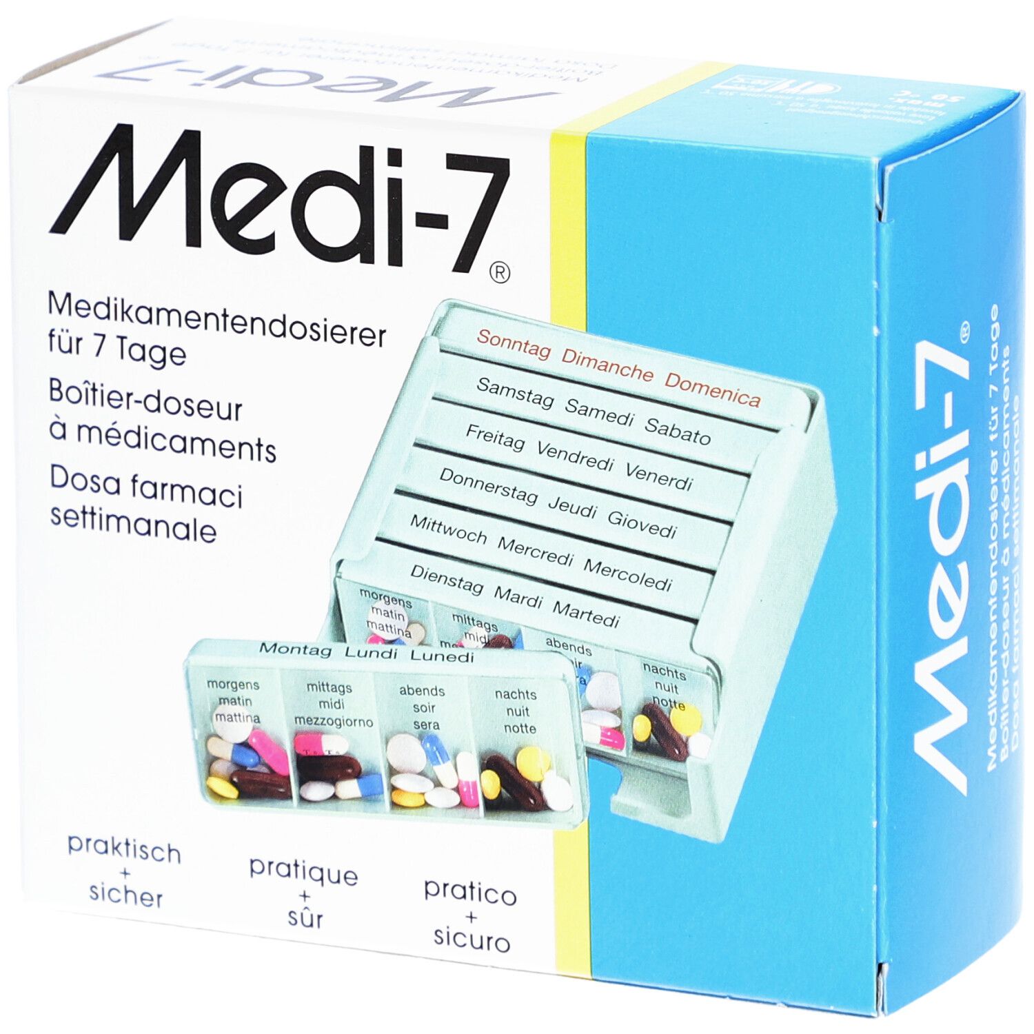 MEDI-7 Medikamentendosierer 7 Tage D/F/I türkis