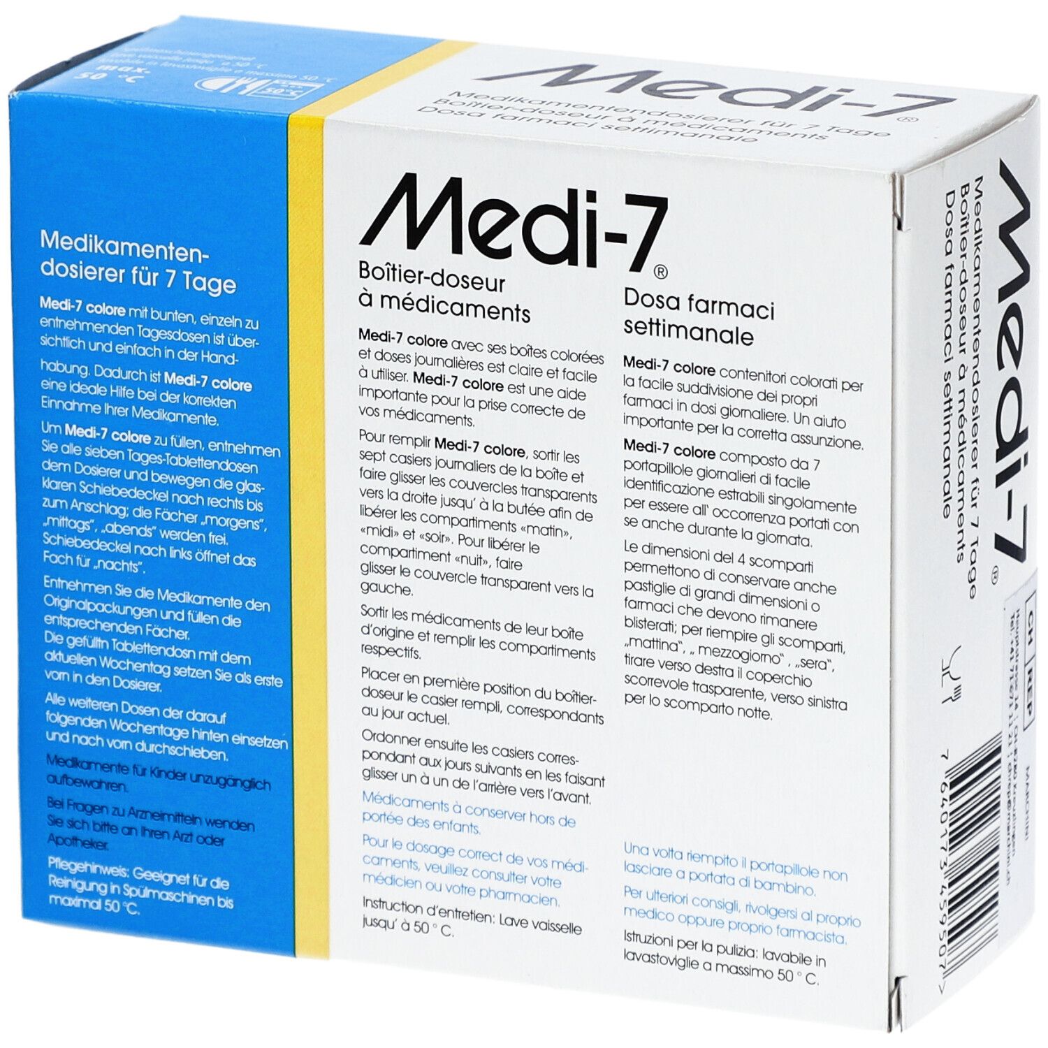 MEDI-7 Medikamentendosierer 7 Tage D/F/I türkis