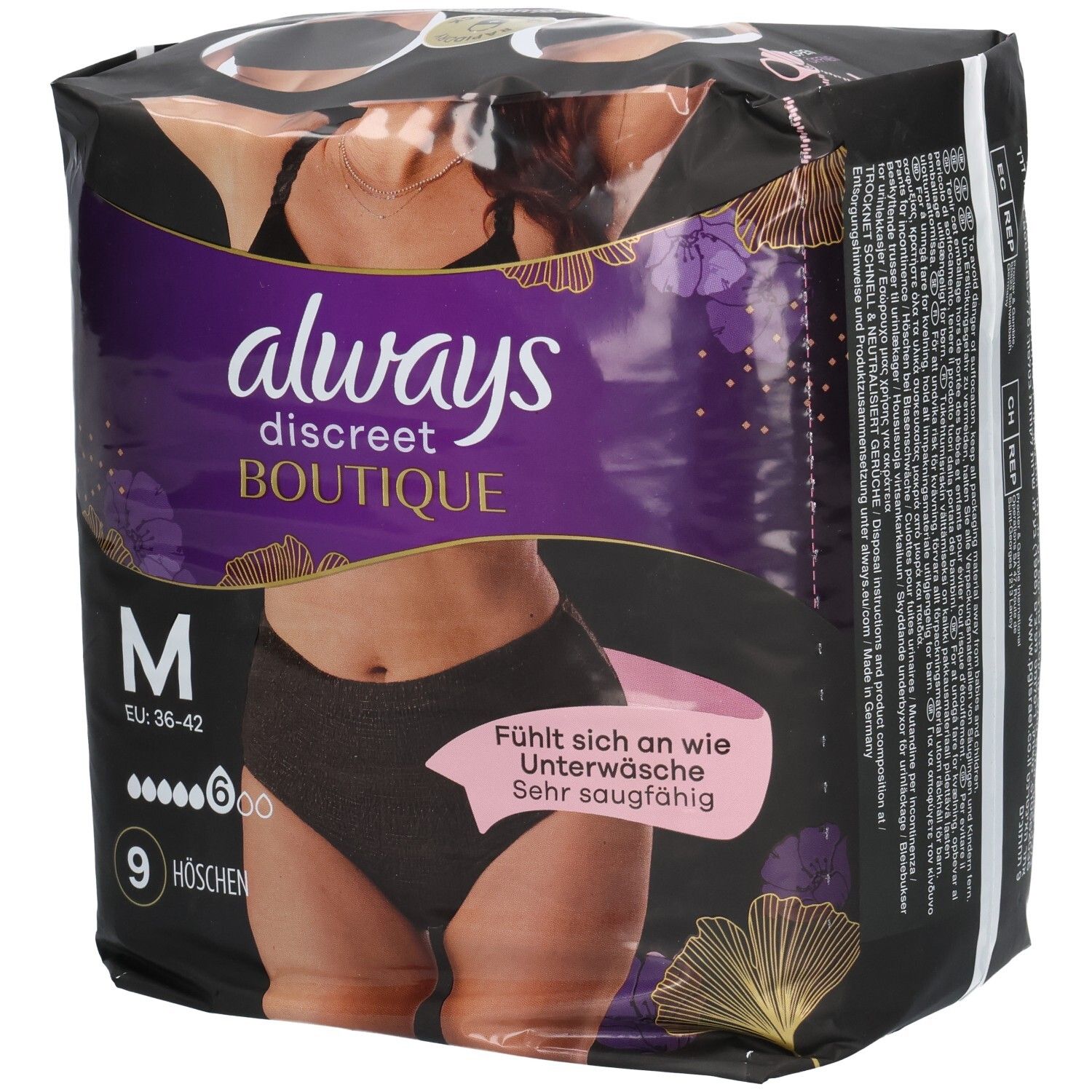 Culottes Always Discreet Boutique M, 9 pièces. Sensation de sous-vêtement, super absorbantes.