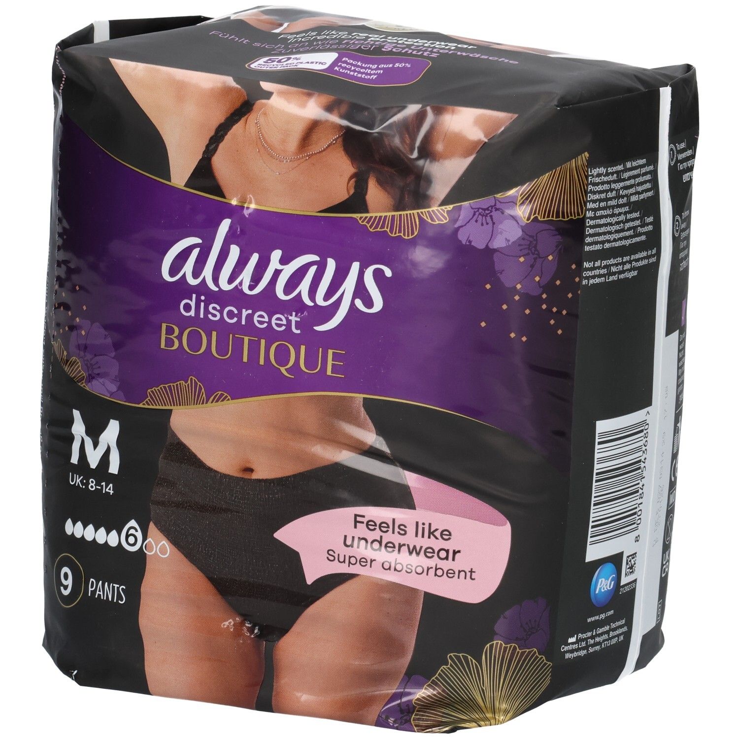 Culottes Always Discreet Boutique M, 9 pièces. Sensation de sous-vêtement, super absorbantes.